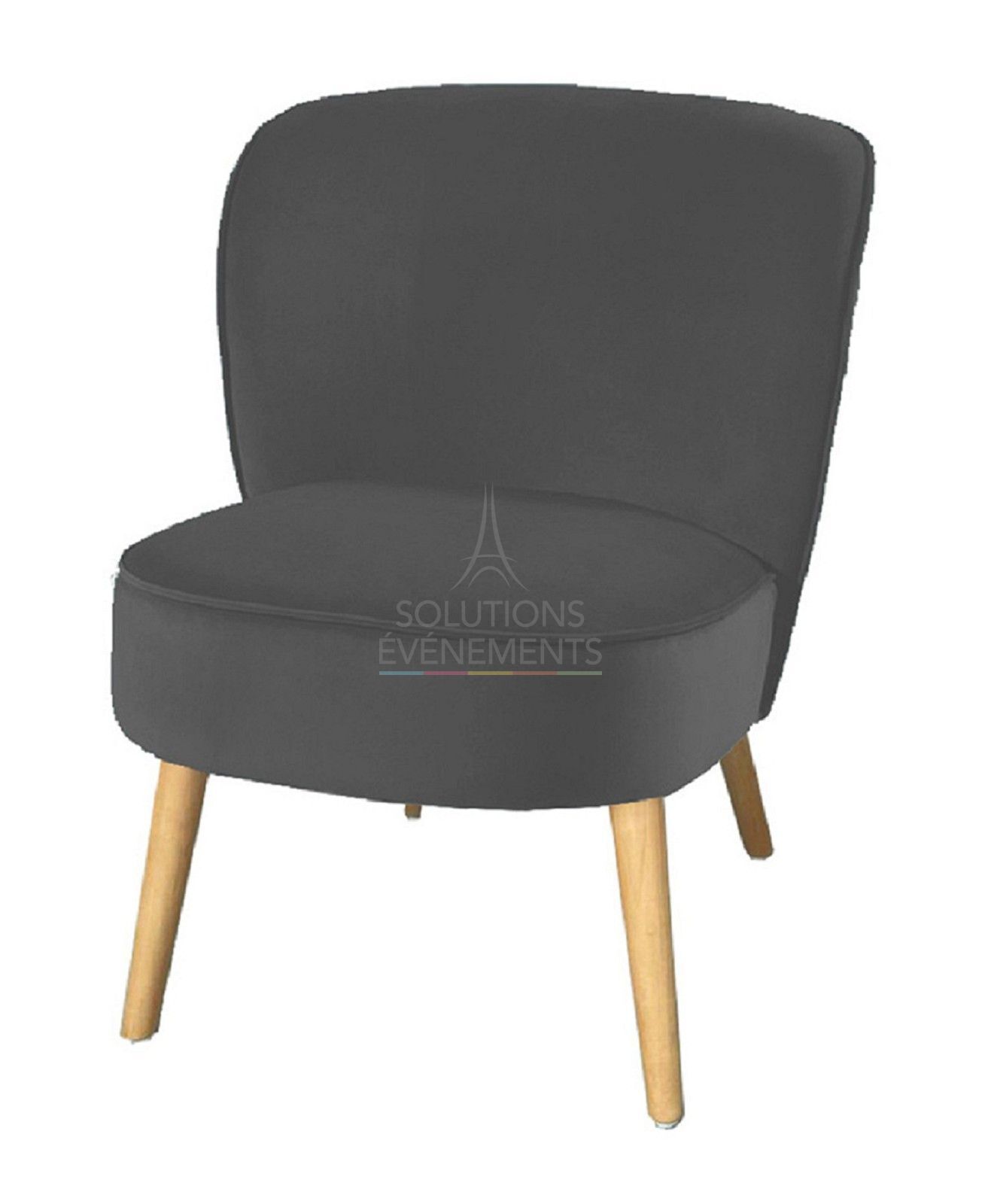 Fauteuil Crapaud velours gris anthracite - Visuel 1