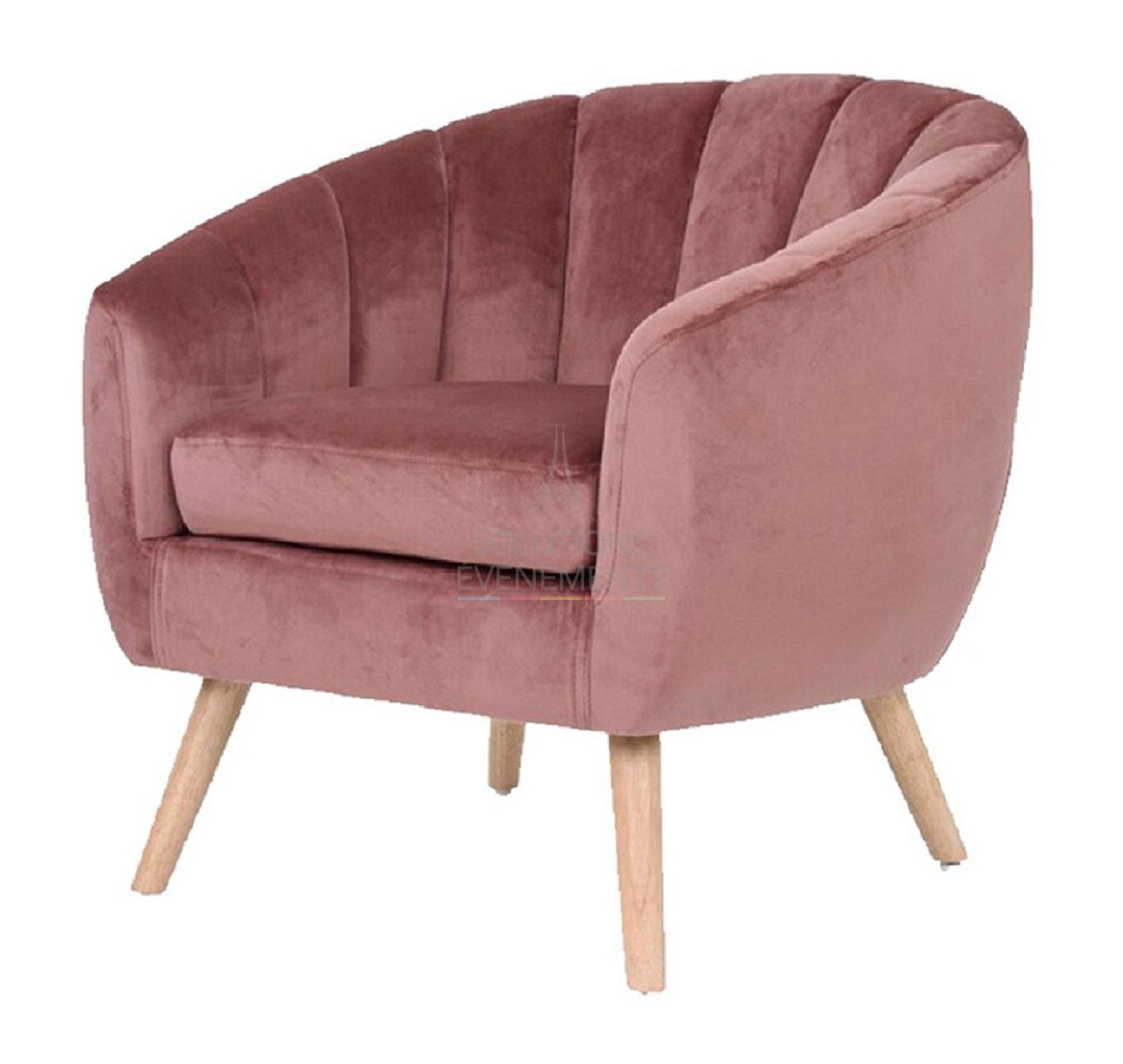Location fauteuil velours rose de style scandinave