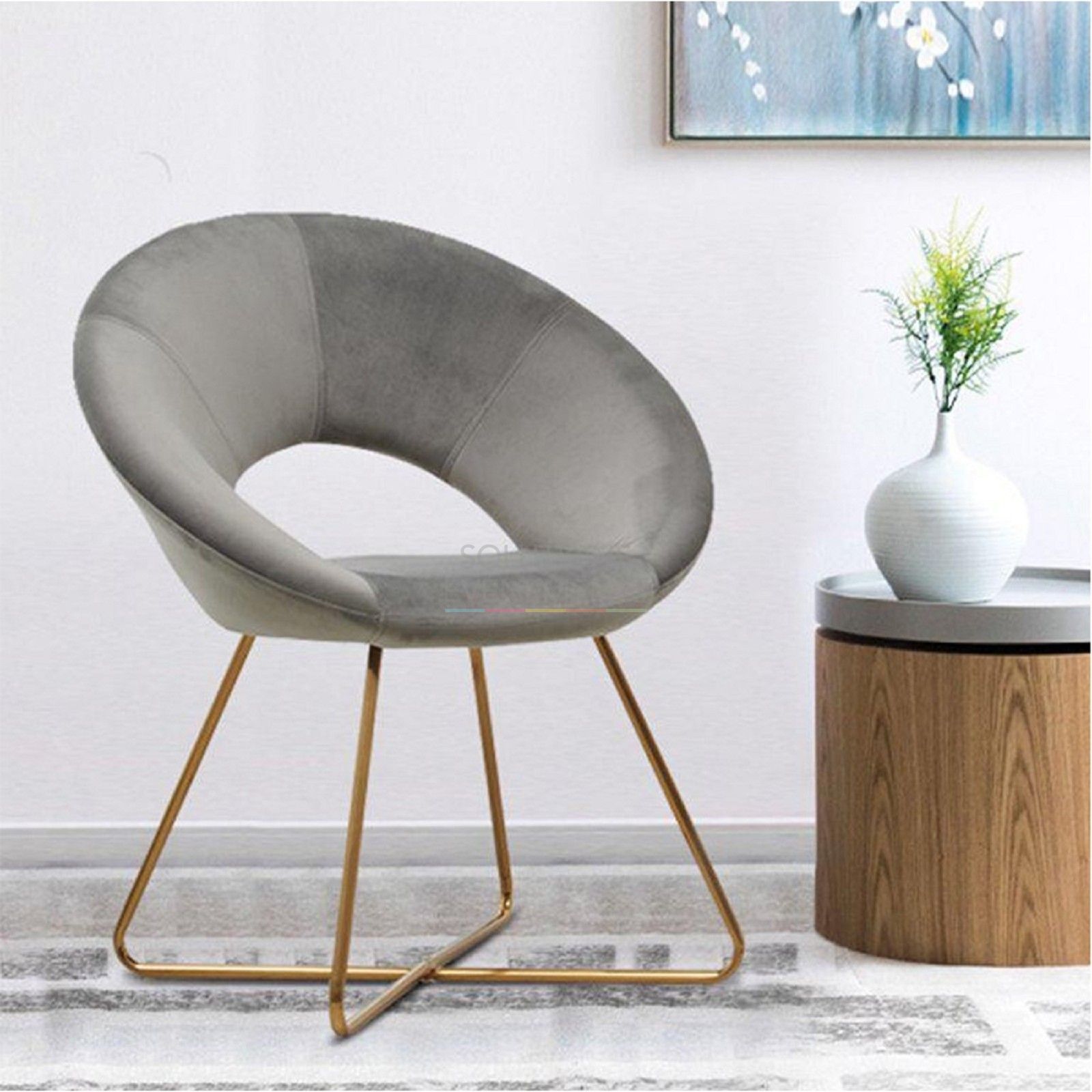 Fauteuil Leandro velours gris - Visuel 3