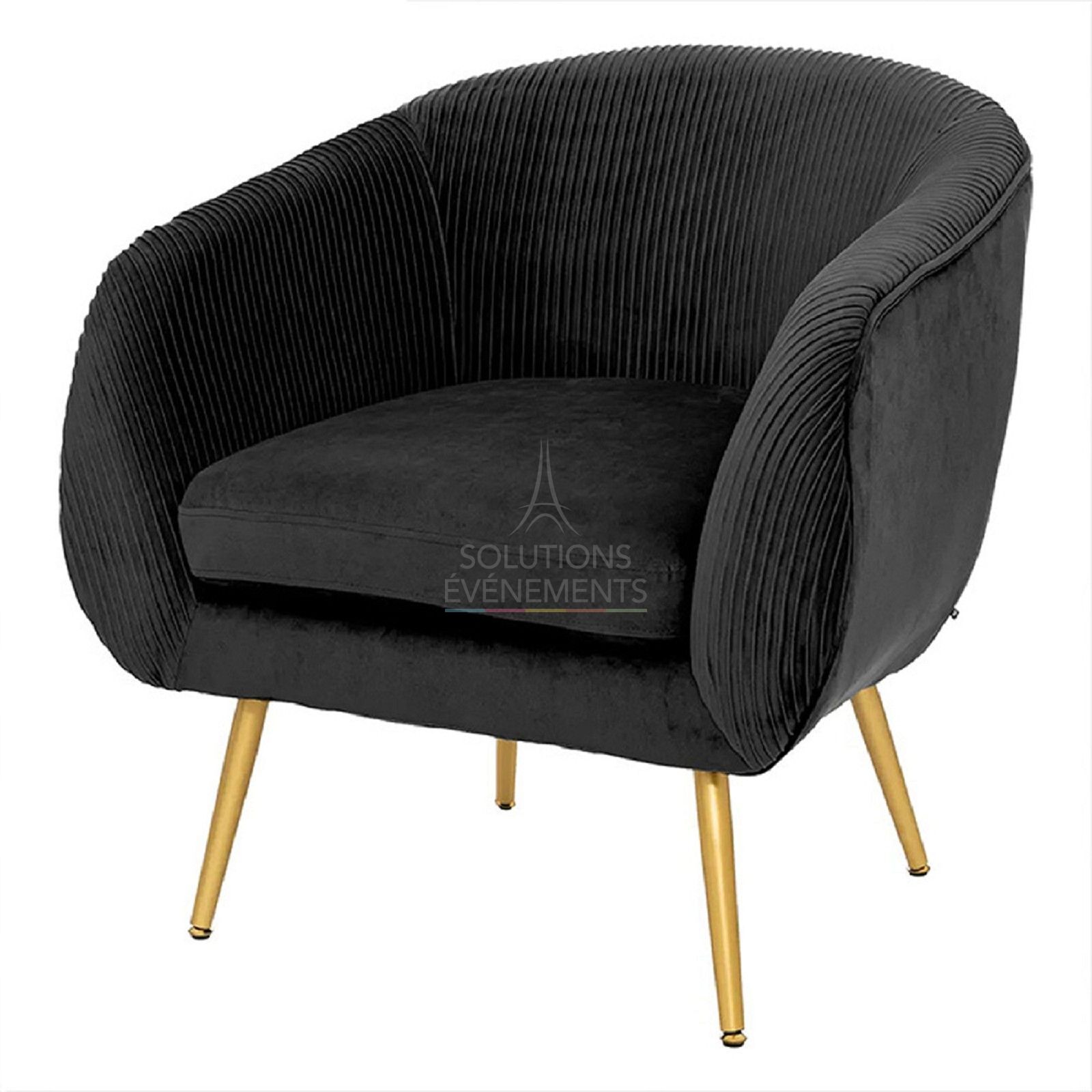 Fauteuil Louise velours noir - Visuel 1
