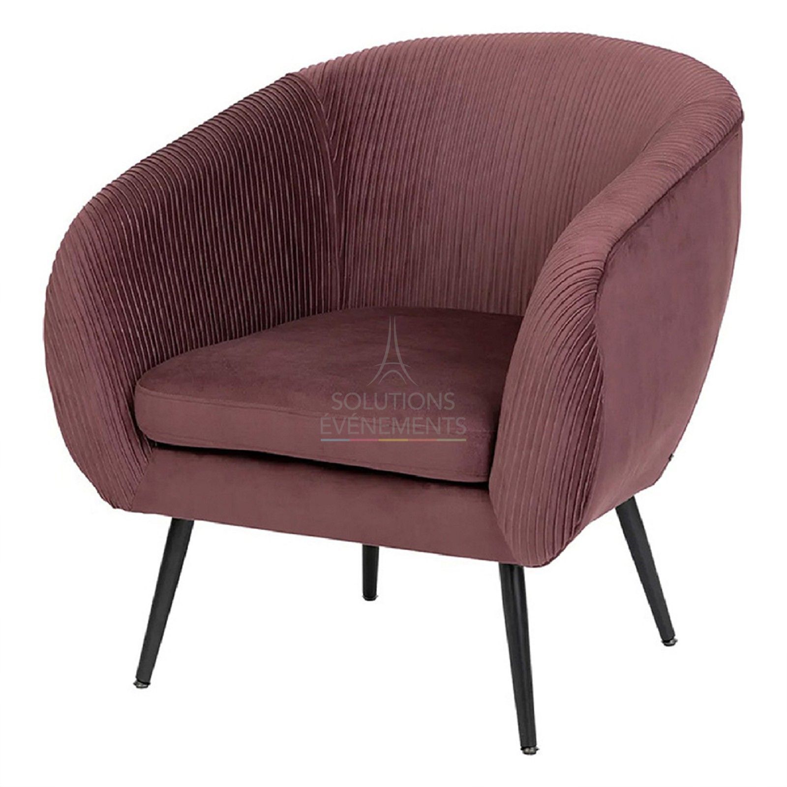 Fauteuil Louise velours prune - Visuel 1