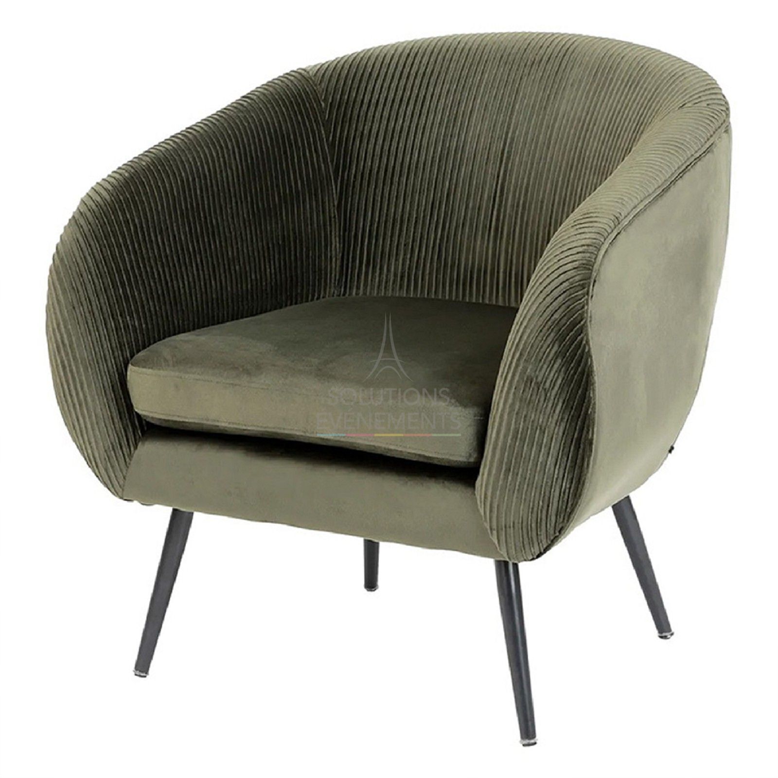 Fauteuil Louise velours vert  - Visuel 1