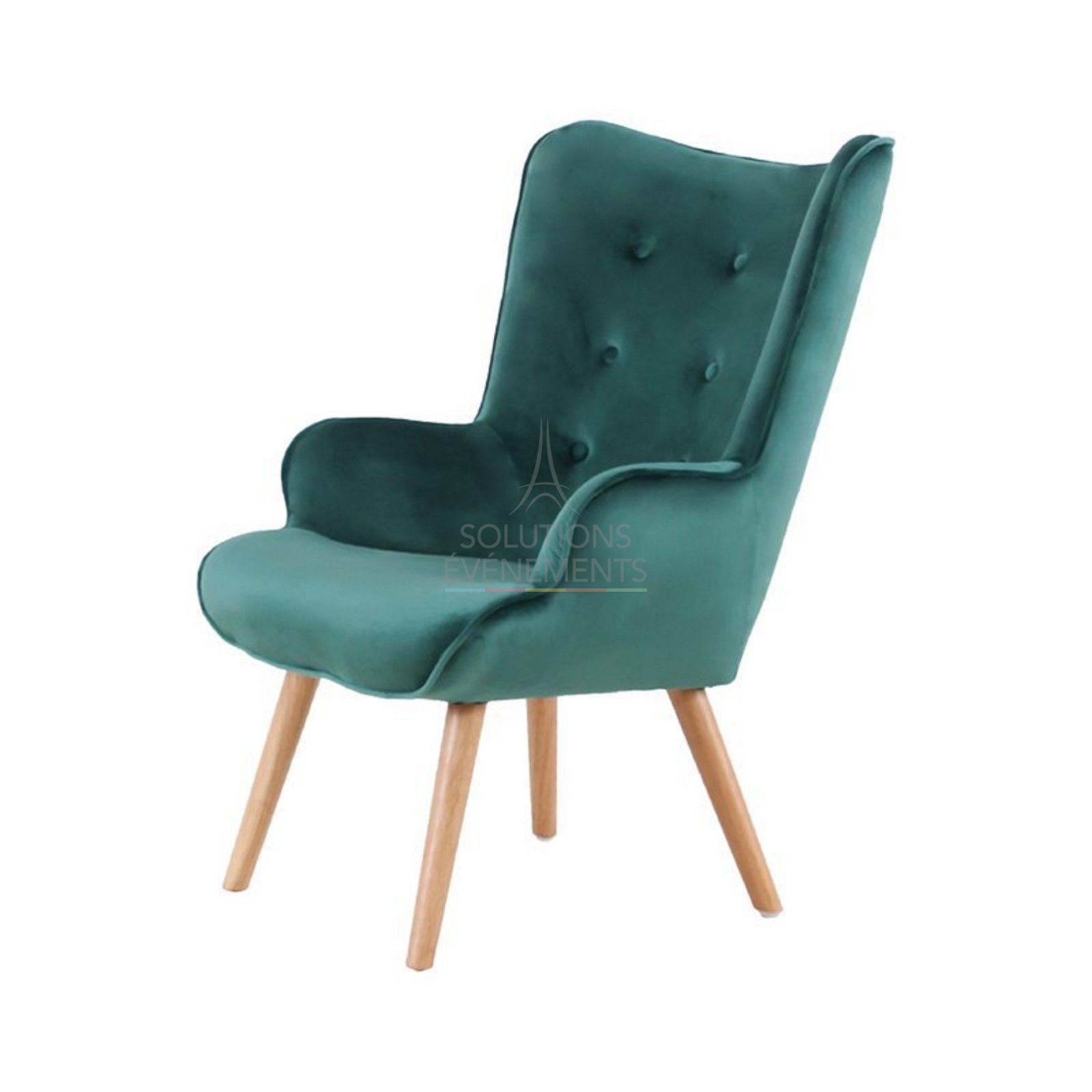 Location fauteuil à oreilles capitonné style scandinave
