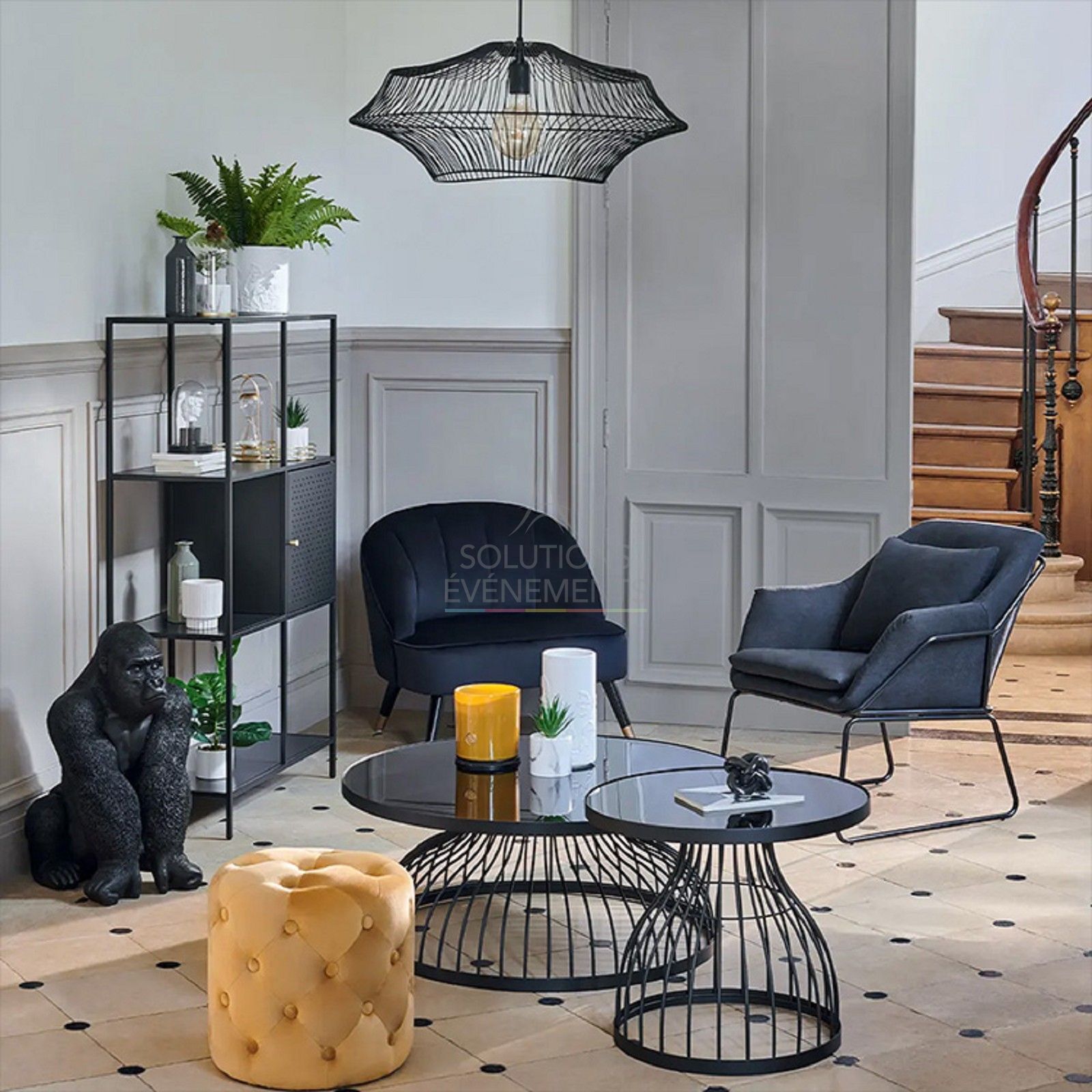 Fauteuil Naomi velours noir - Visuel 3