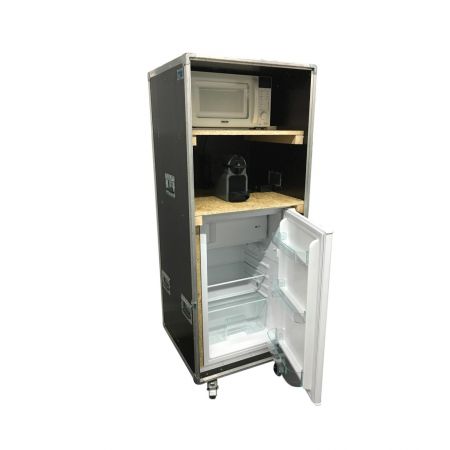 flight case regie cantine (micro-ondes, refrigerateur et machine a cafe nespresso)
