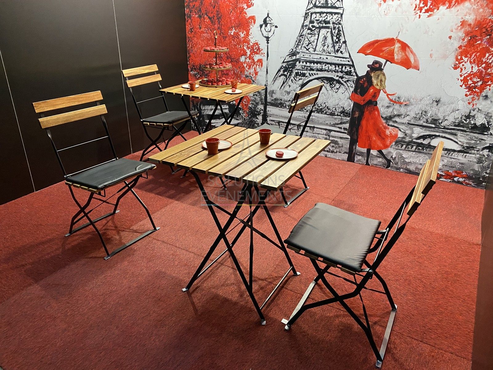 Folding slatted table Square wood - Visual 5