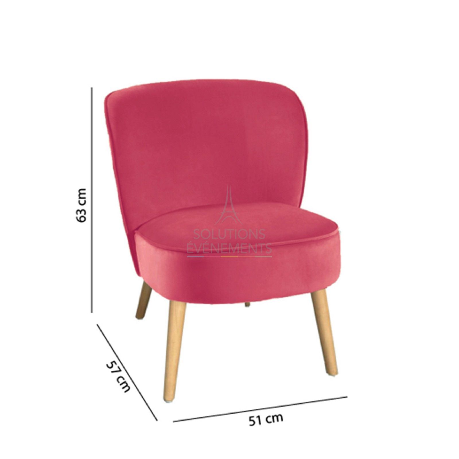 Fuchsia pink velvet Toad armchair - Visual 2
