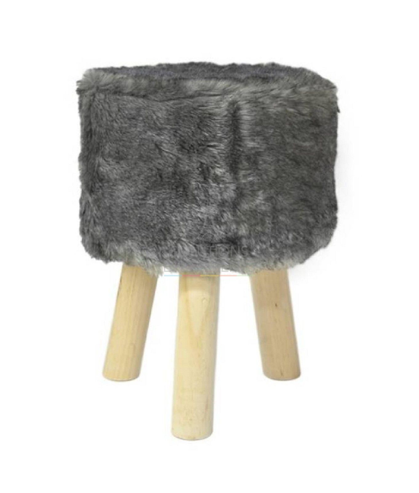 Location de tabouret fourrure avec pied en bois