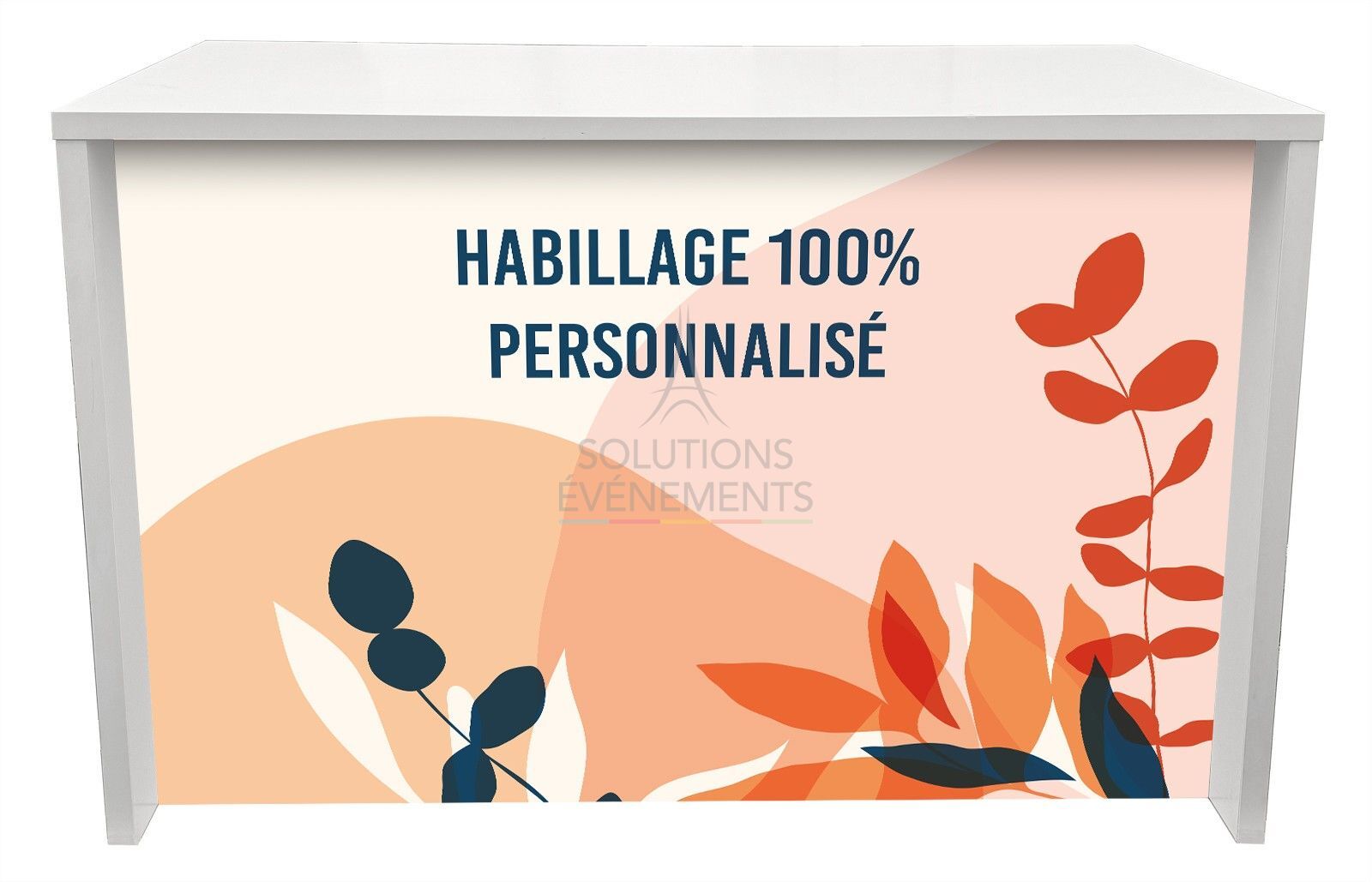 Location grand comptoir personnalisable mélaminé blanc avec étagère réglable