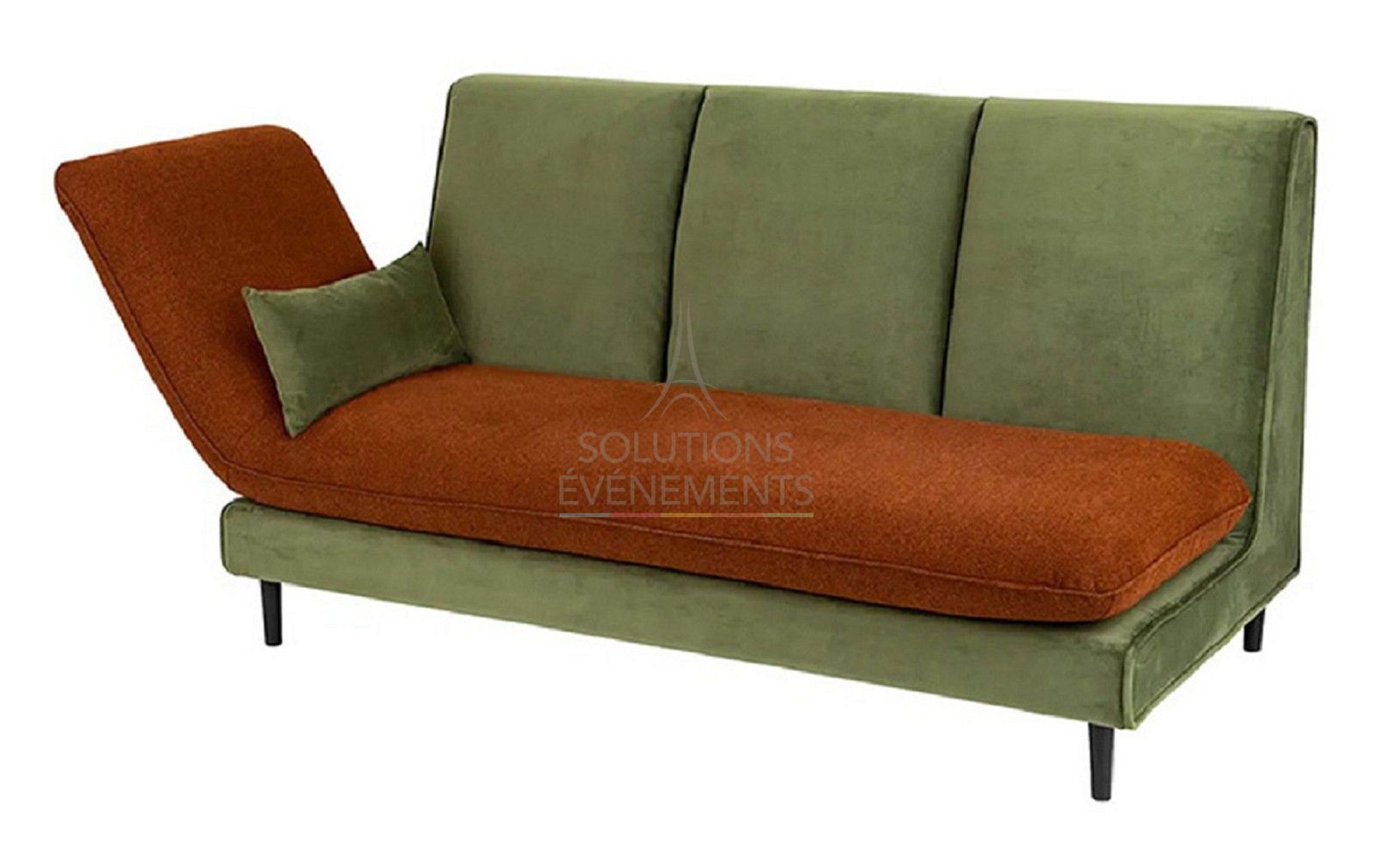 Green and amber designer chaise longue rental