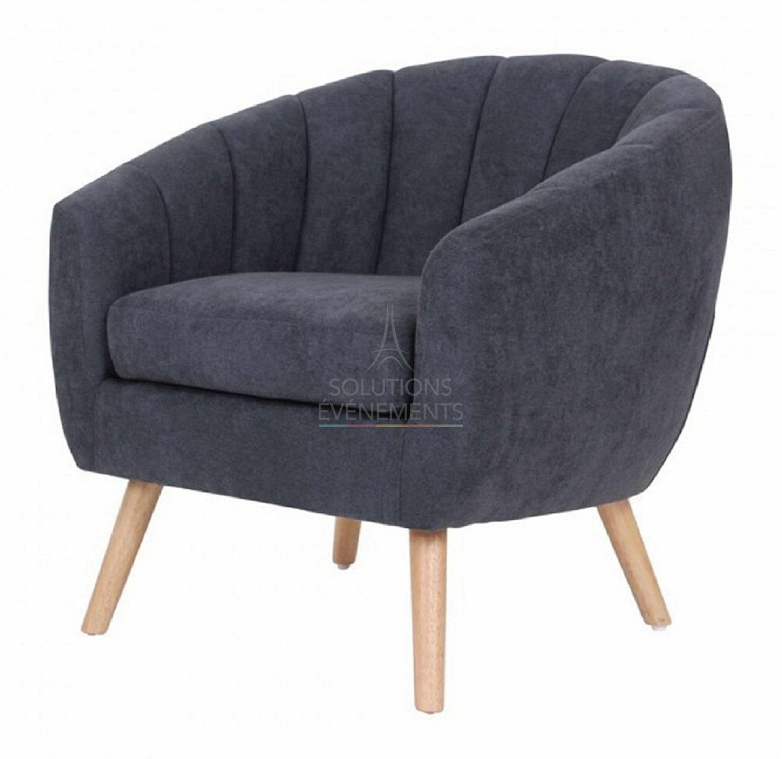 Location fauteuil velours gris de style scandinave