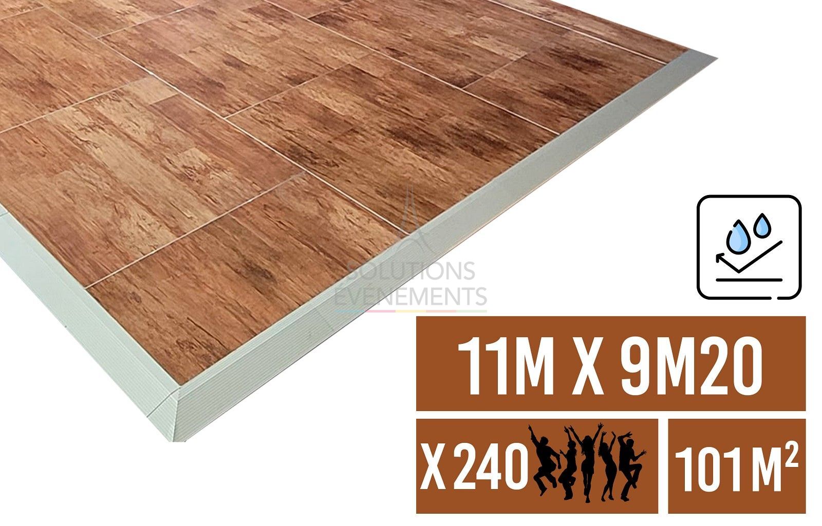 Location plancher de bal et piste de danse en parquet de 11 x 9.20 m