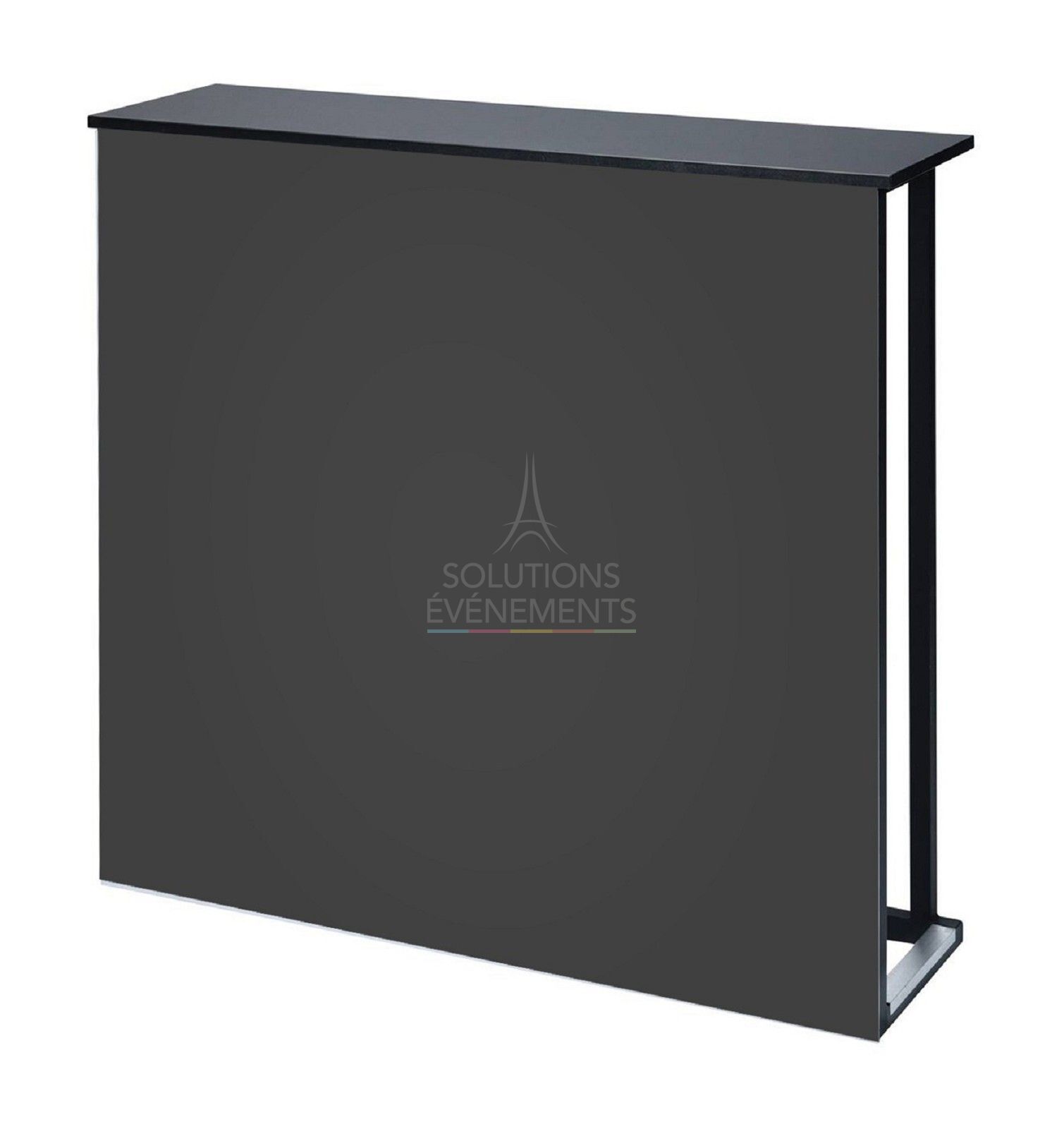 Rental of designer counter with black top and black PVC front
