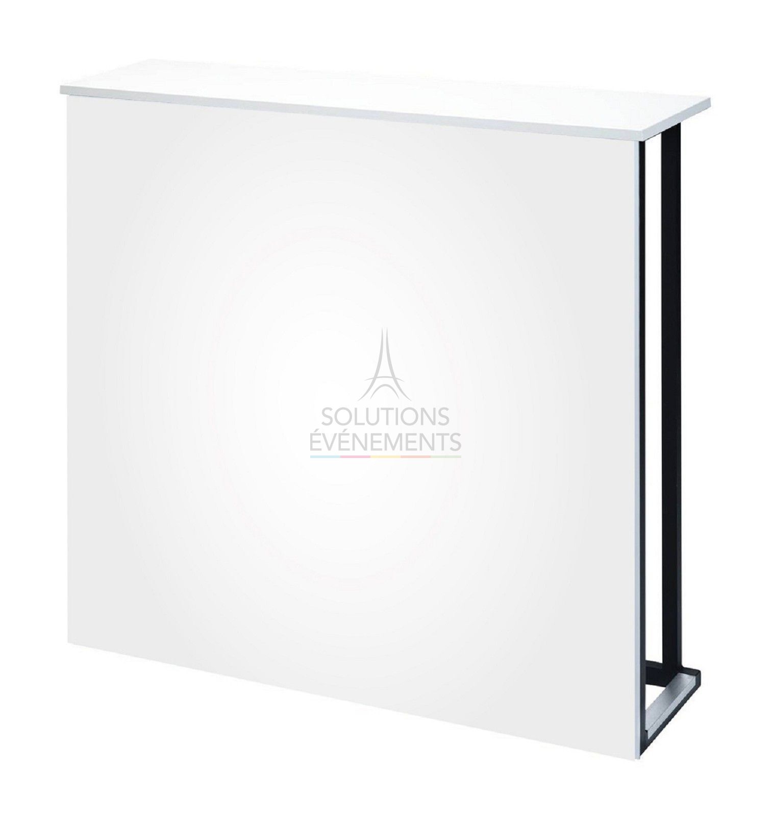 Rental of designer counter with white top and white PVC front