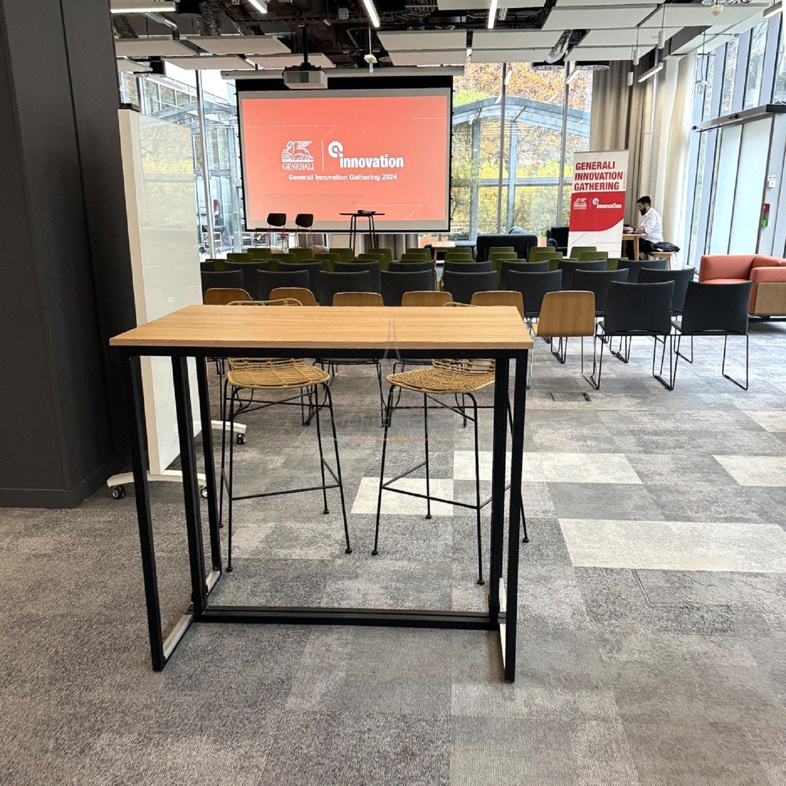 Kubo Black High Table - Wooden Top - Visual 6