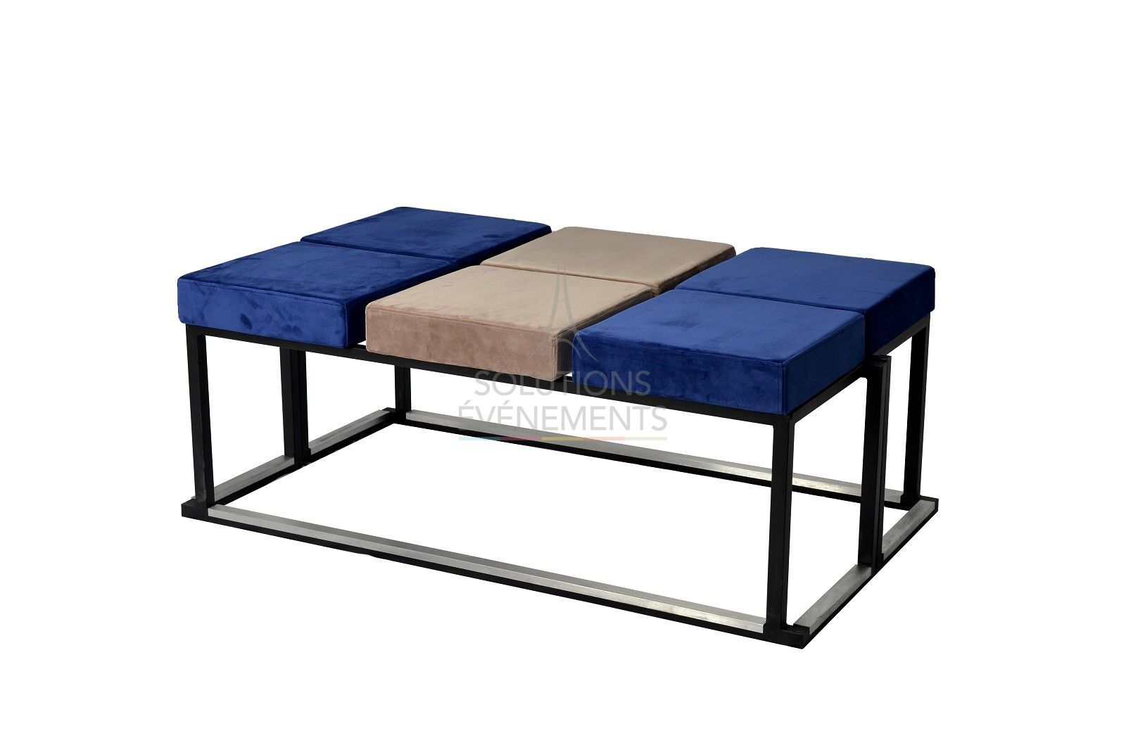 Kubo Love Blue and Pink Velvet Bench - 6 seats - Visual 1