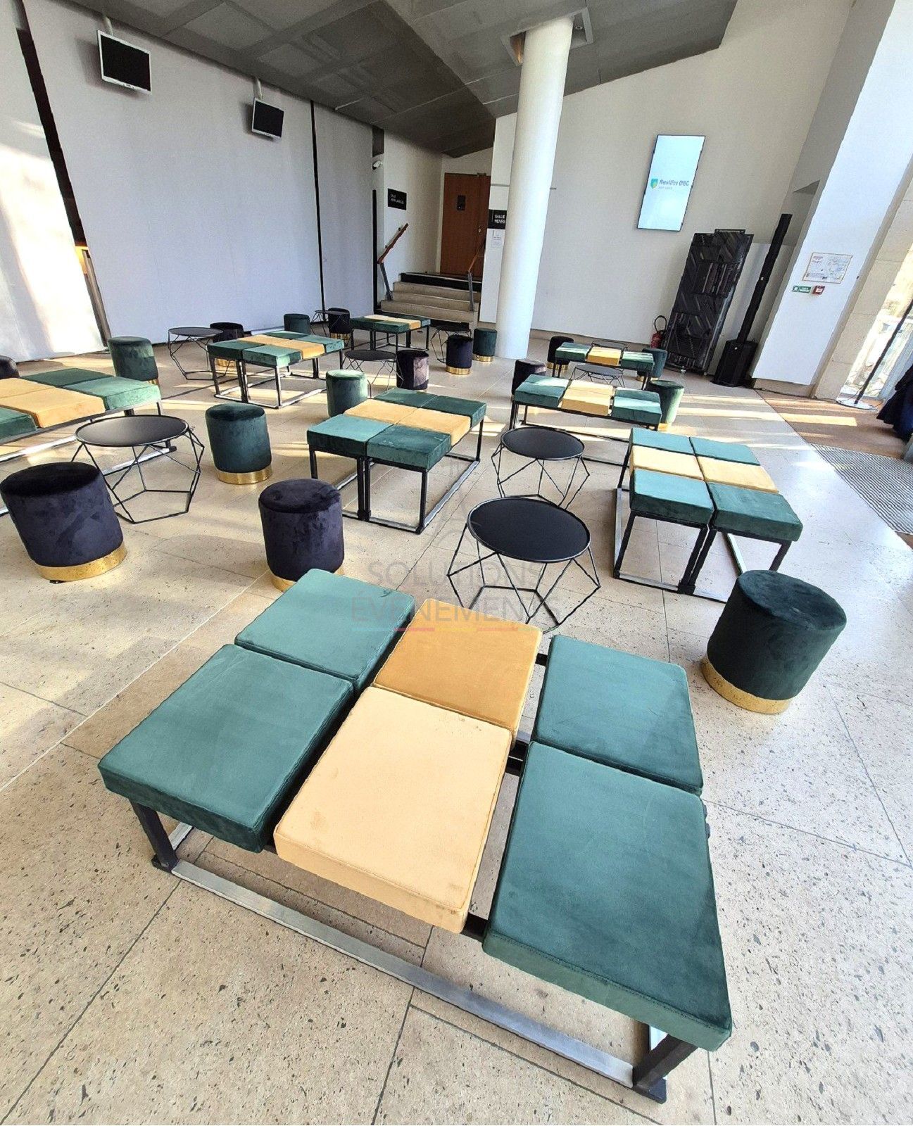 Kubo Love Green Velvet Bench - 6 seats - Visual 3