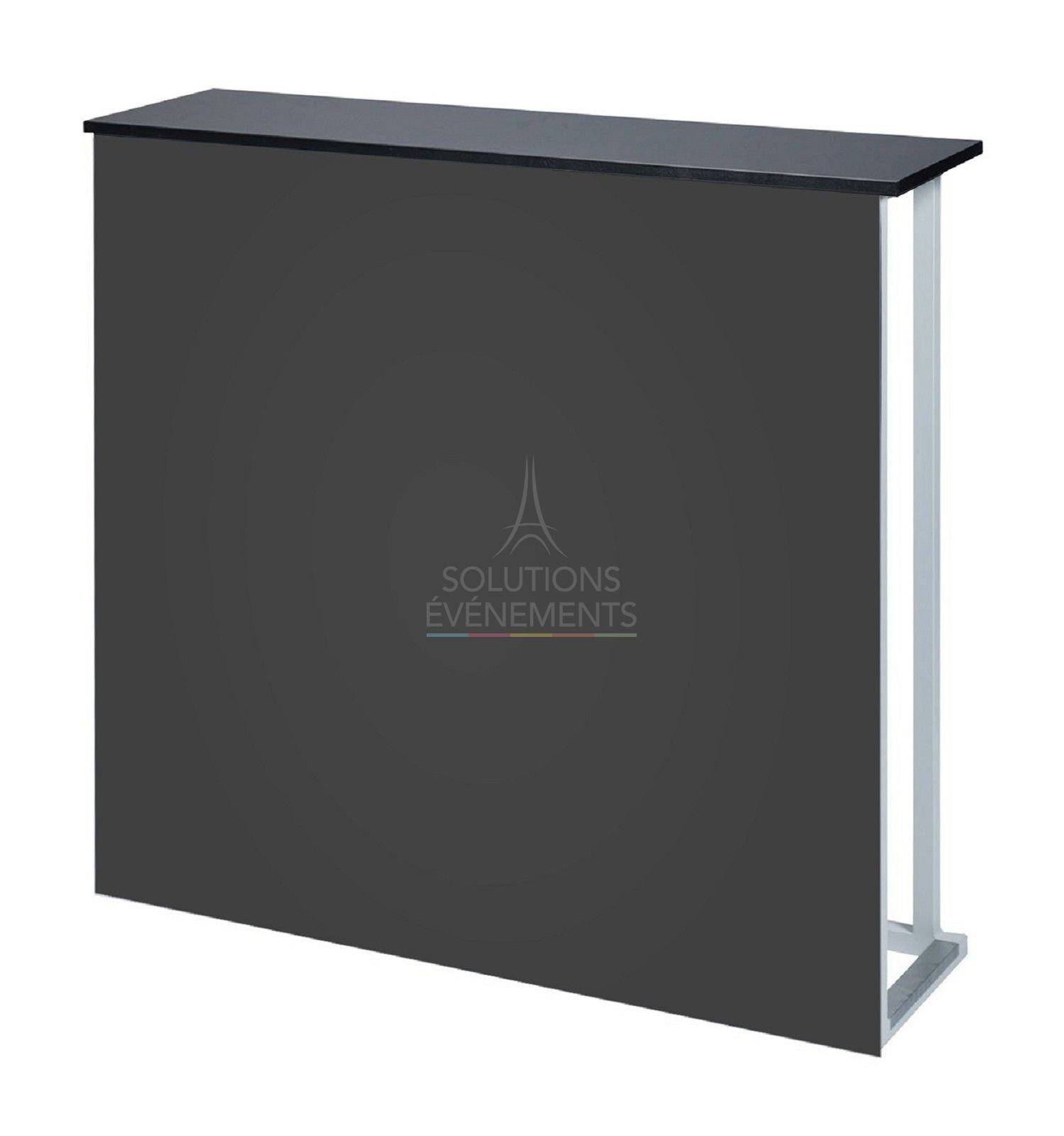 Rental of designer counter with black top and black PVC front
