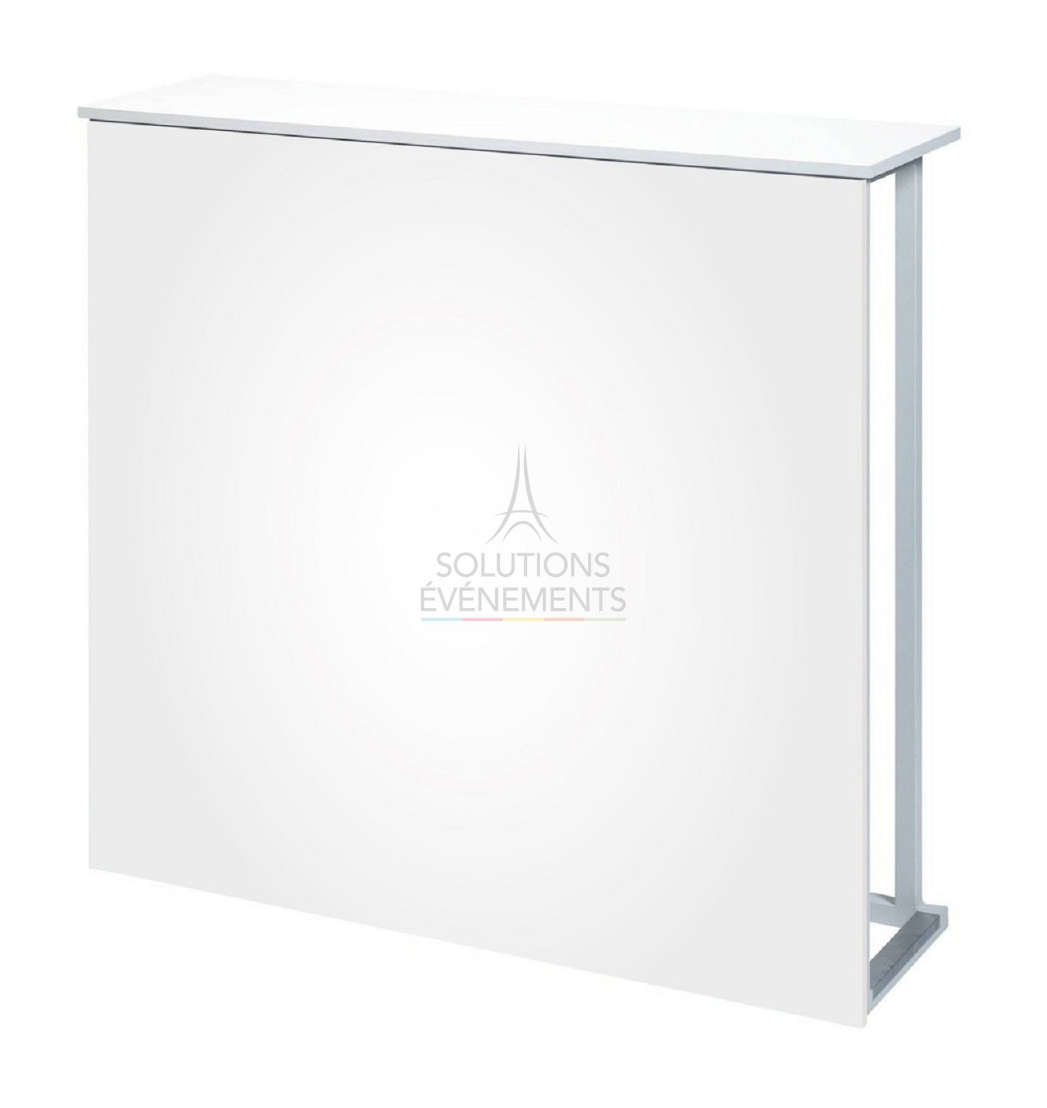 Location de comptoir design avec plateau blanc et façade PVC blanche