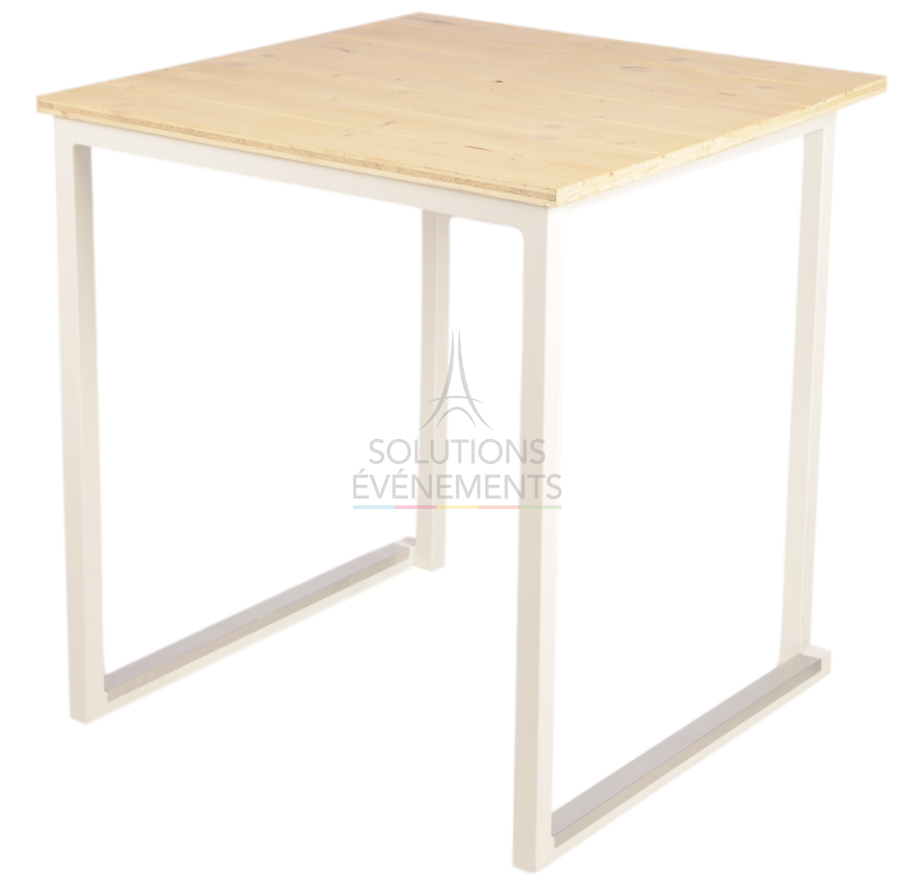 Location table gueridon avec plateau carré en bois éco-responsable