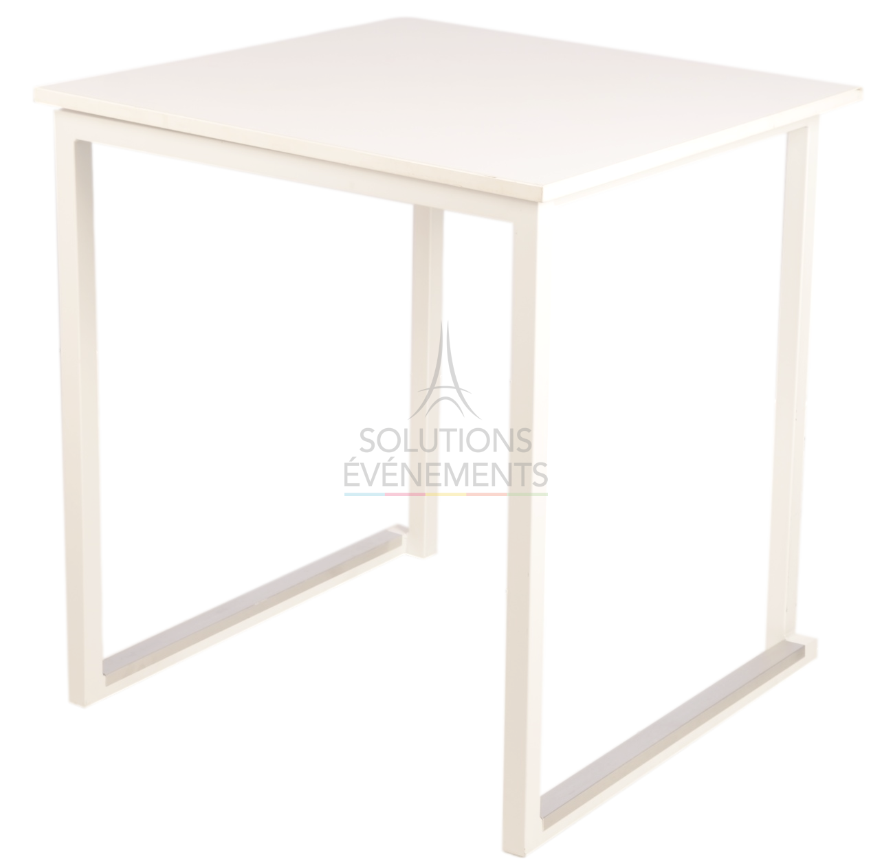 Rental of small pedestal table with square top