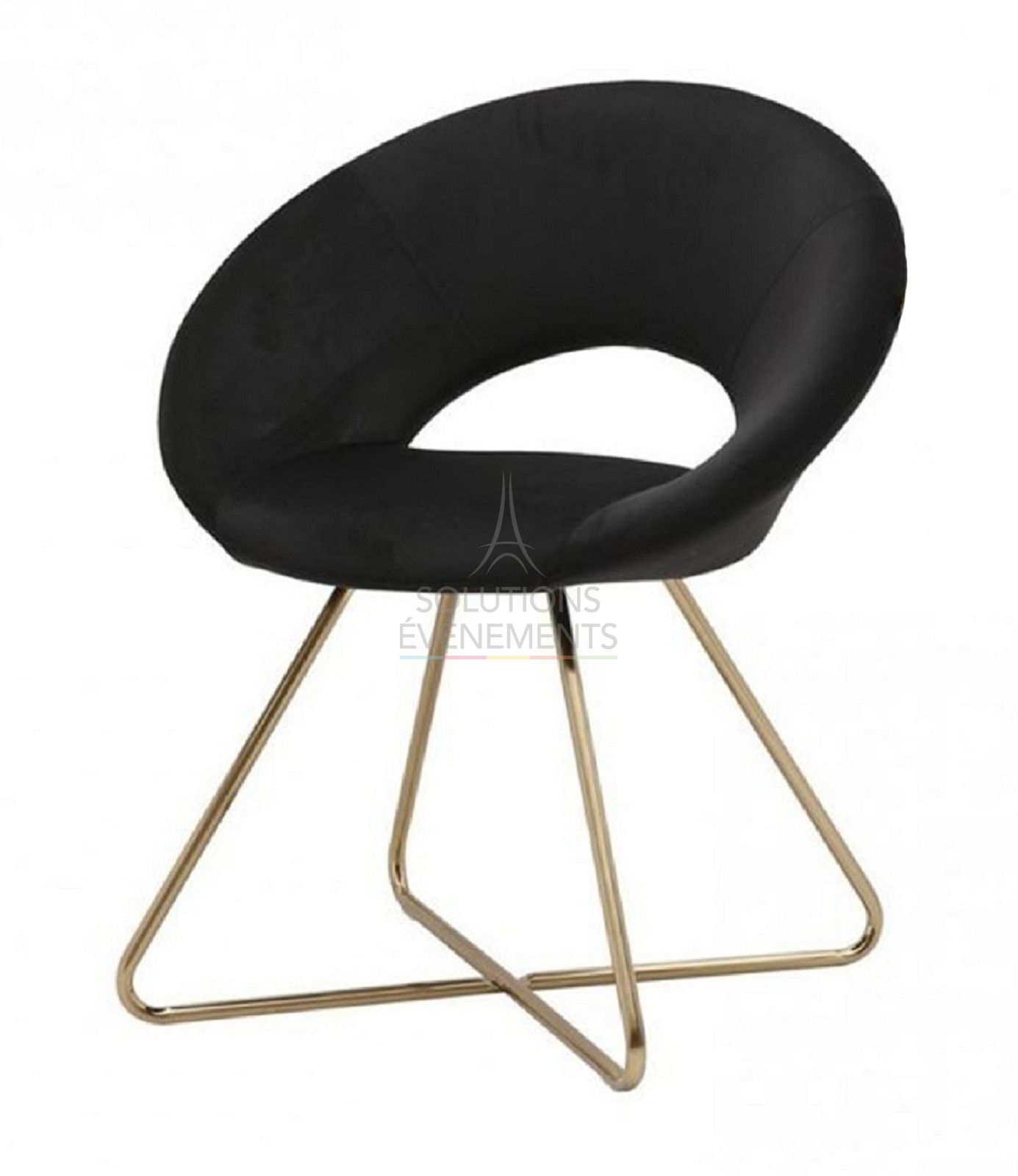 Location de fauteuil velours noir avec pieds dorés