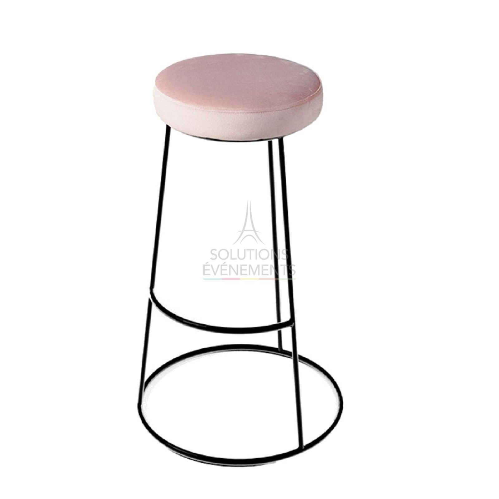 Leon Black high stool - Pink velvet seat - Visual 1