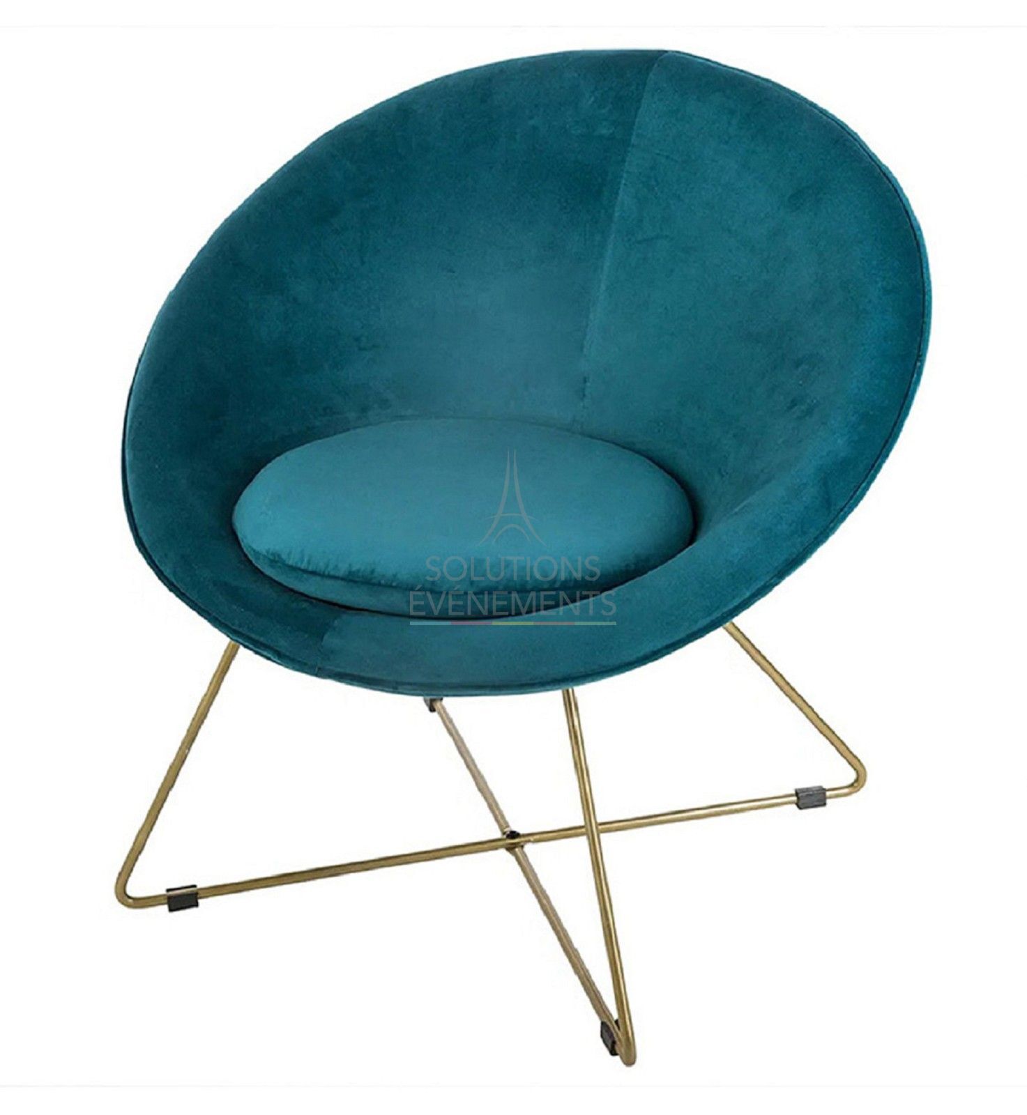 Leonie armchair in duck blue velvet - Visual 1