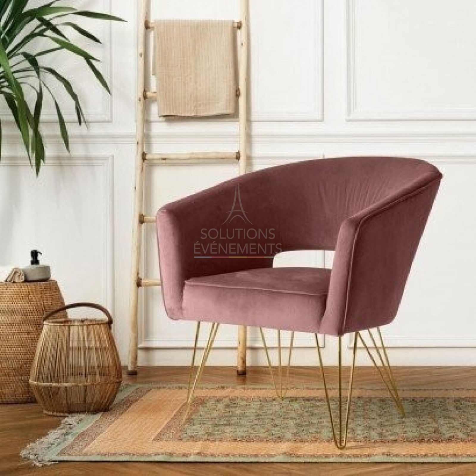 Leonor armchair pink velvet - Visual 4
