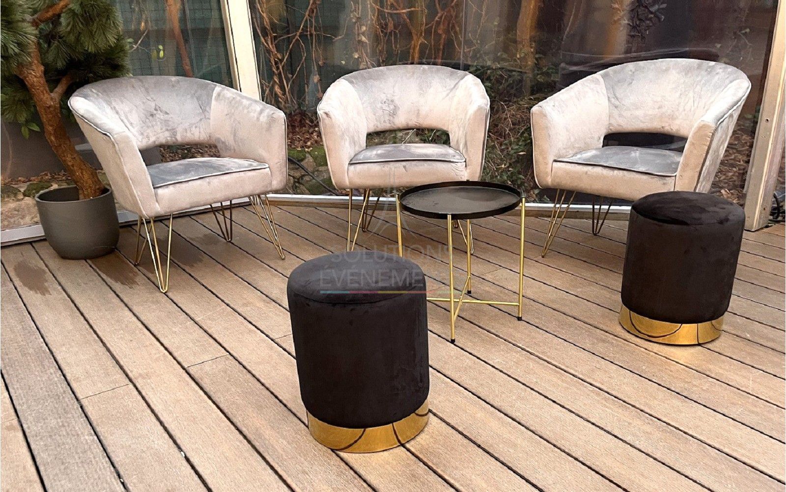 Leonor gray velvet armchair - Visual 5