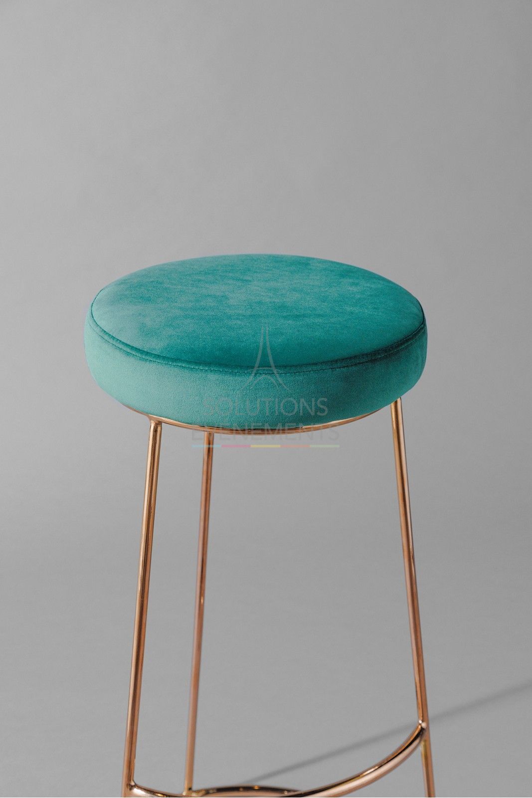 Leonor high stool - Green velvet seat - Visual 2
