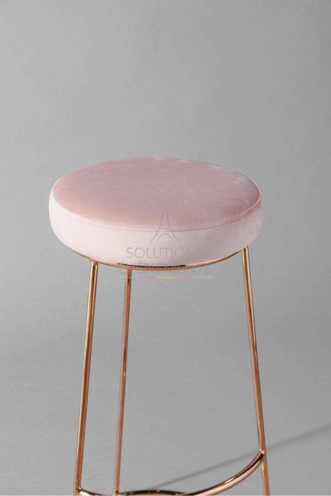 Leonor high stool - Pink velvet seat - Visual 2