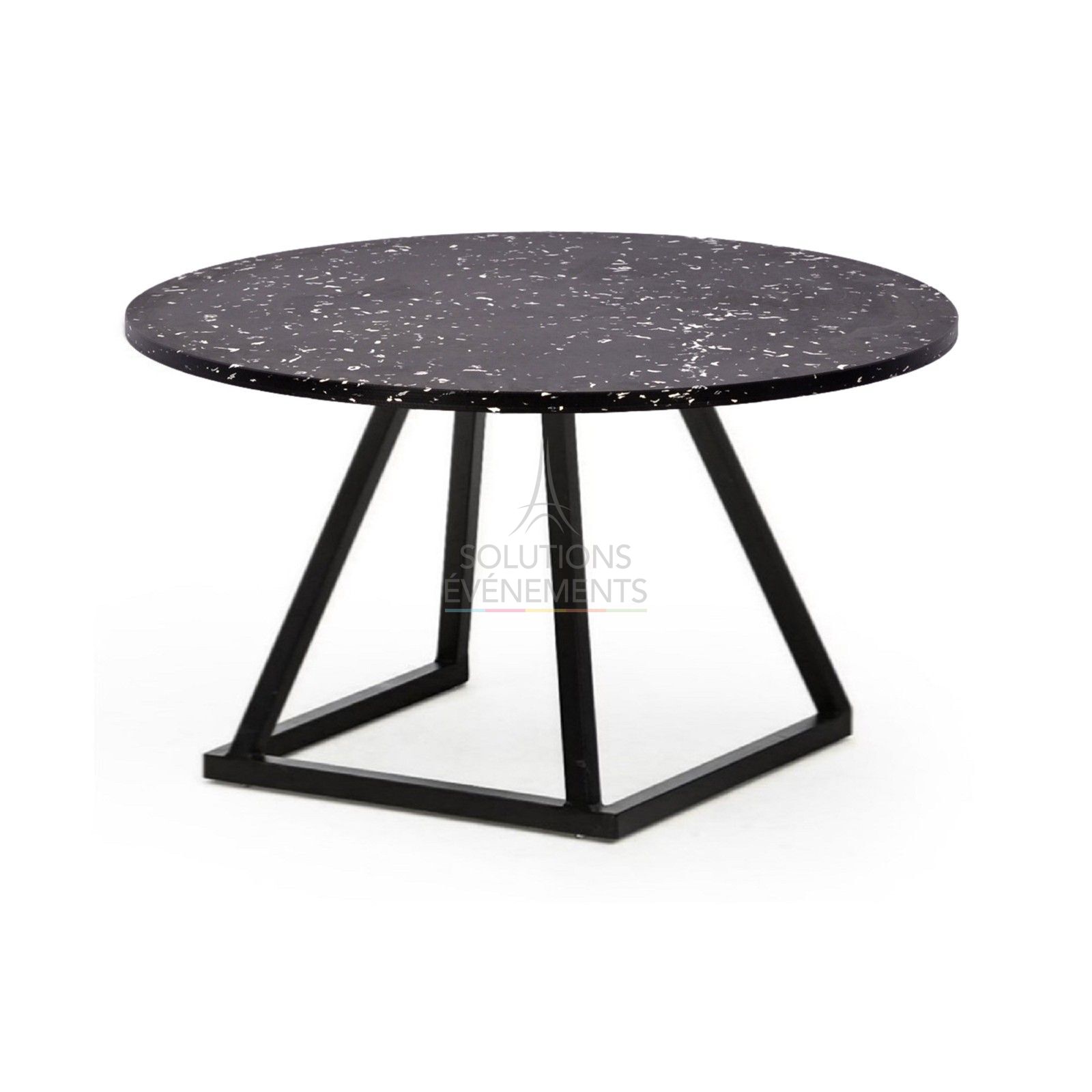 Linea Black coffee table - Black recycled round top - Visual 1