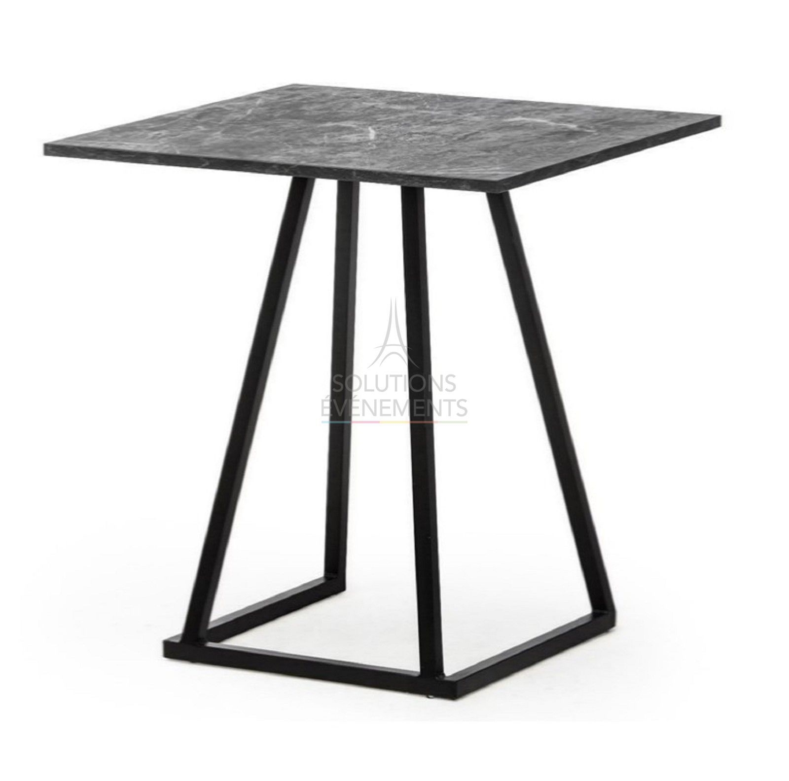 Linea Black Dinner Table - Gray Marble Top - Visual 1