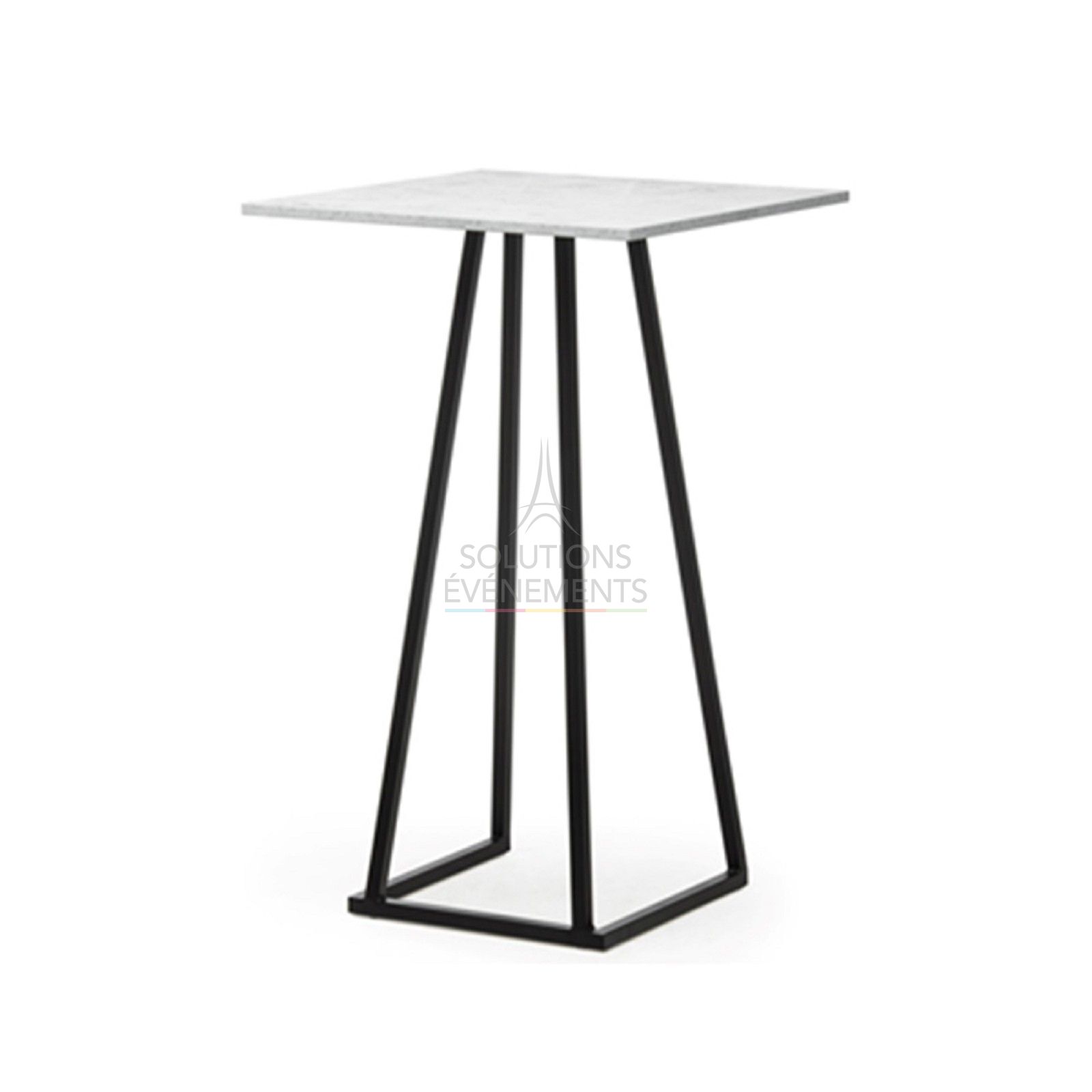Linea Black Standing Dining Table - White Marble Top - Visual 1