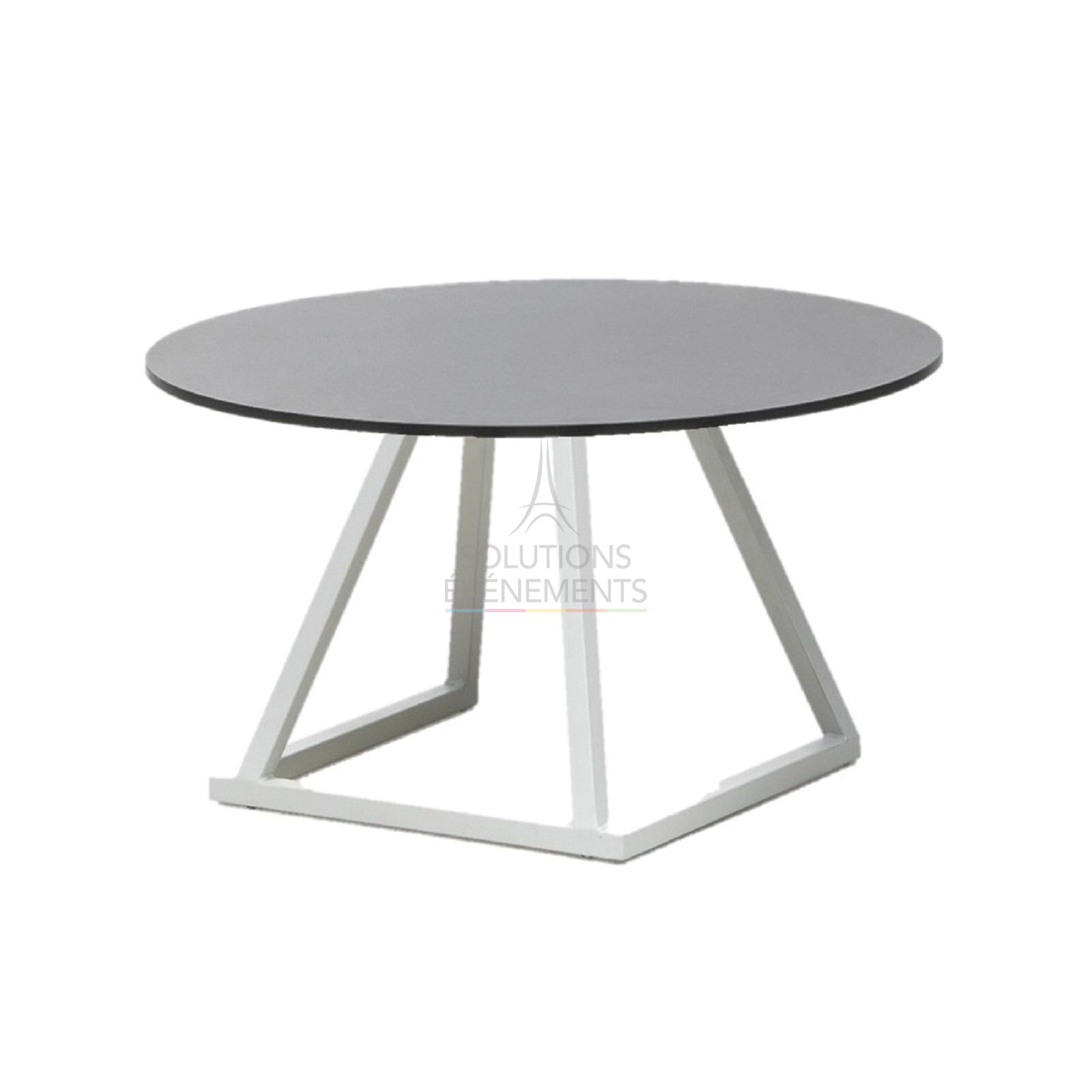 Linea White Coffee Table - Black Top - Visual 1