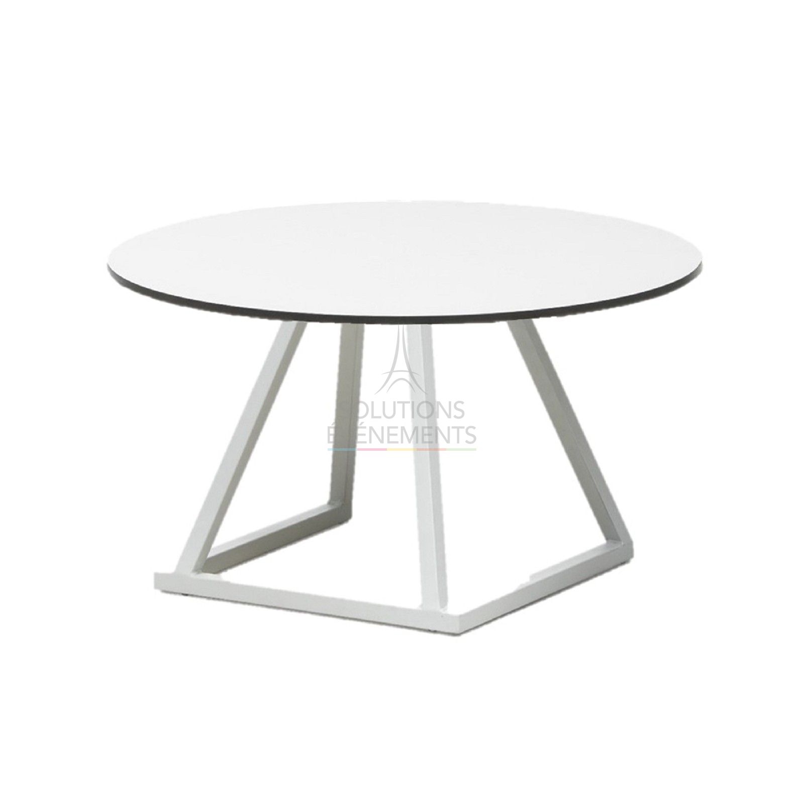 Location de petite table basse lounge Linea avec plateau rond.