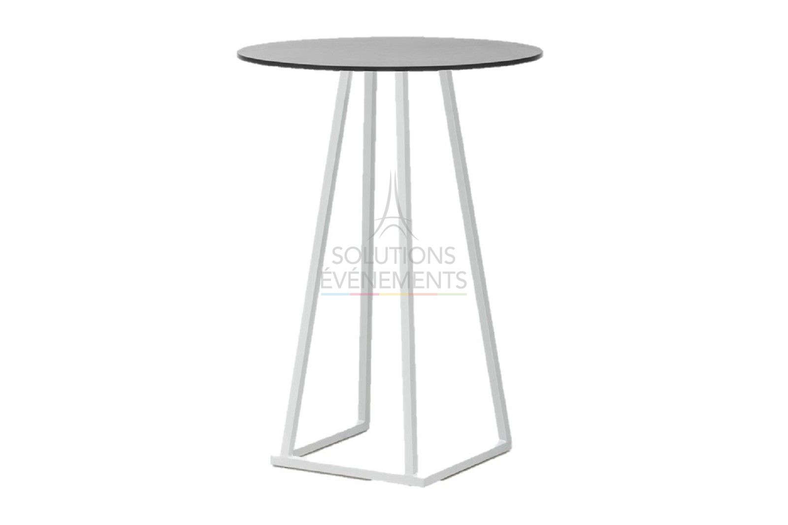 Linea White Standing Table - Black Round Tray - Visual 1