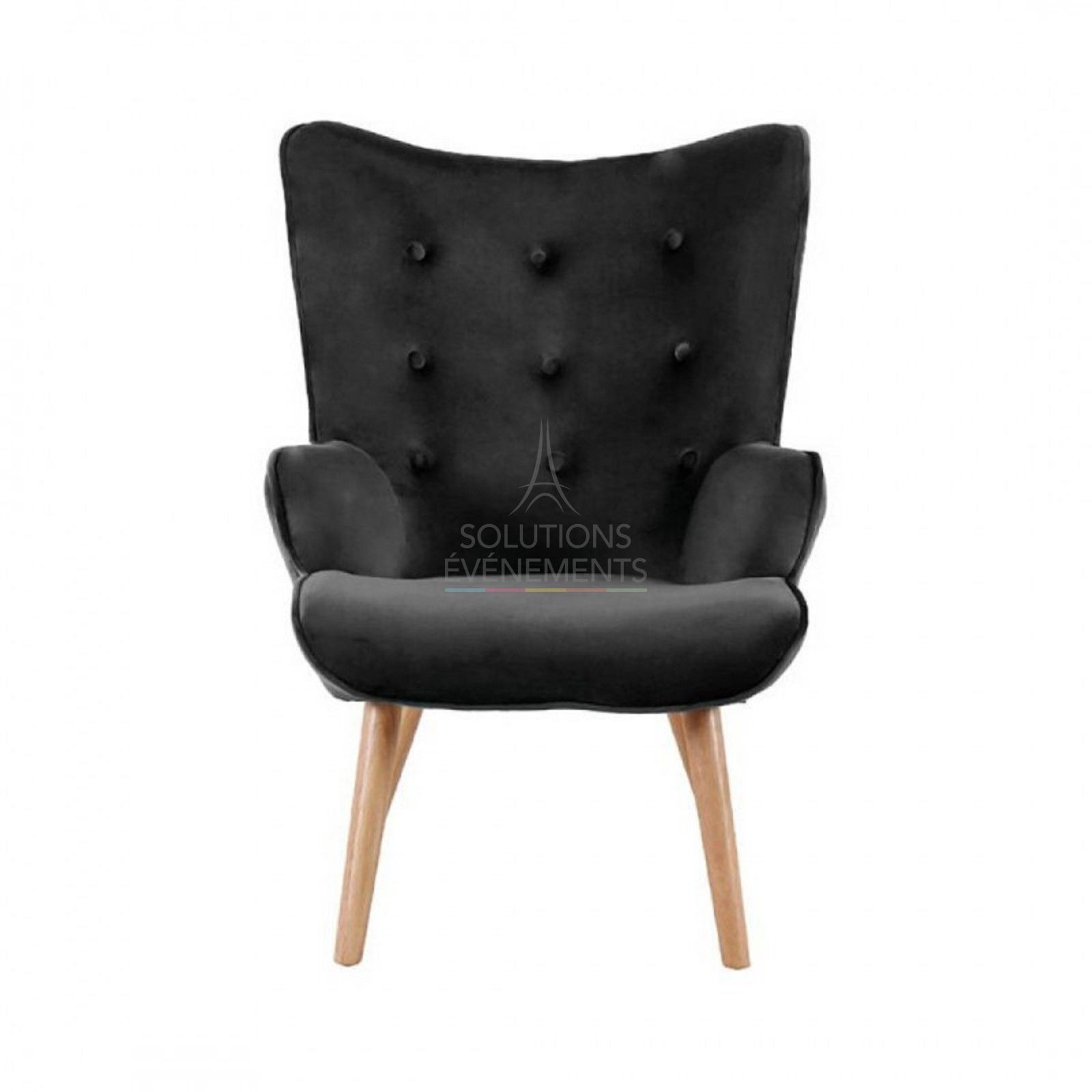 Malmo black velvet armchair - Visual 2