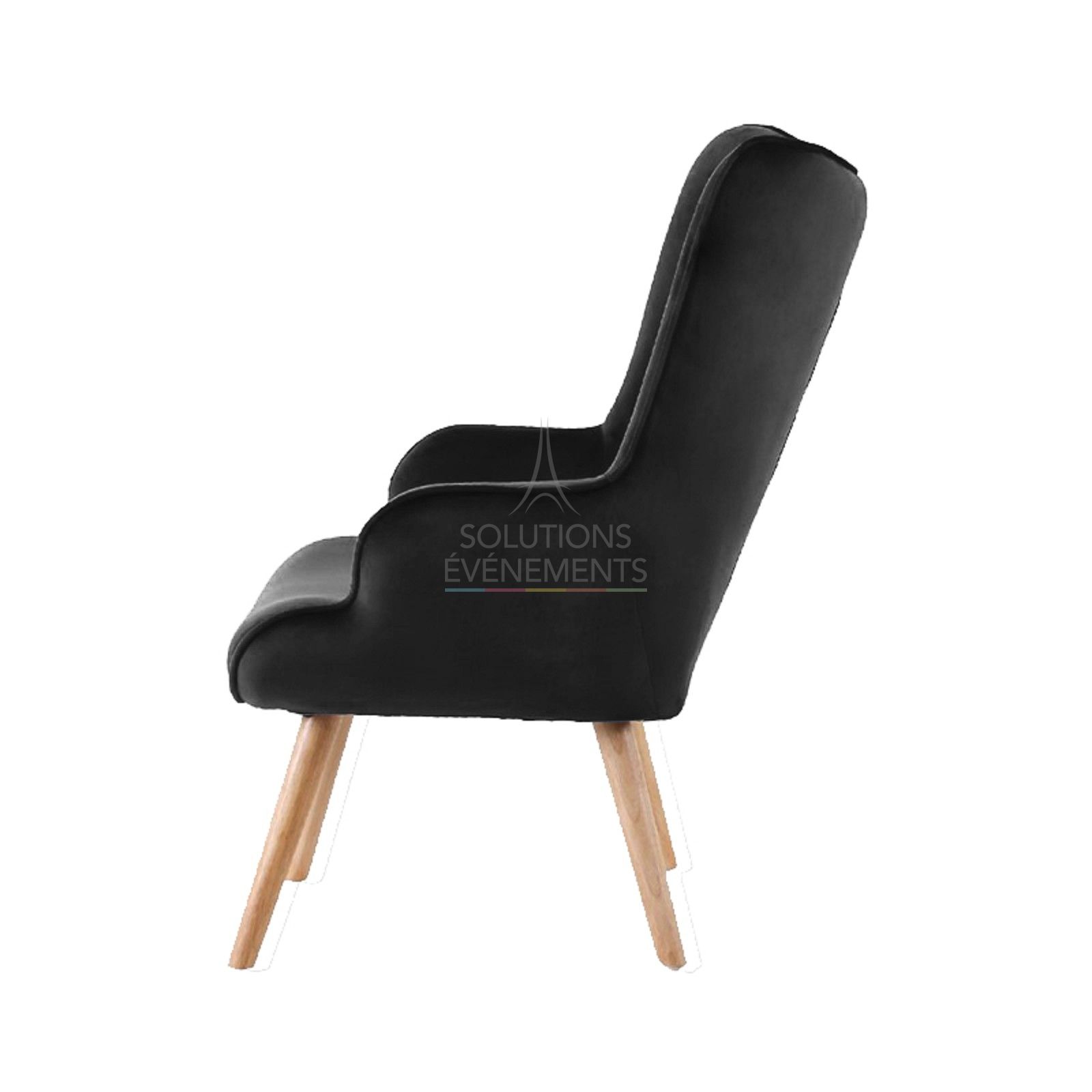 Malmo black velvet armchair - Visual 3