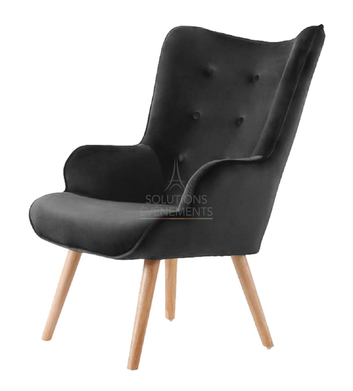Malmo black velvet armchair - Visual 1