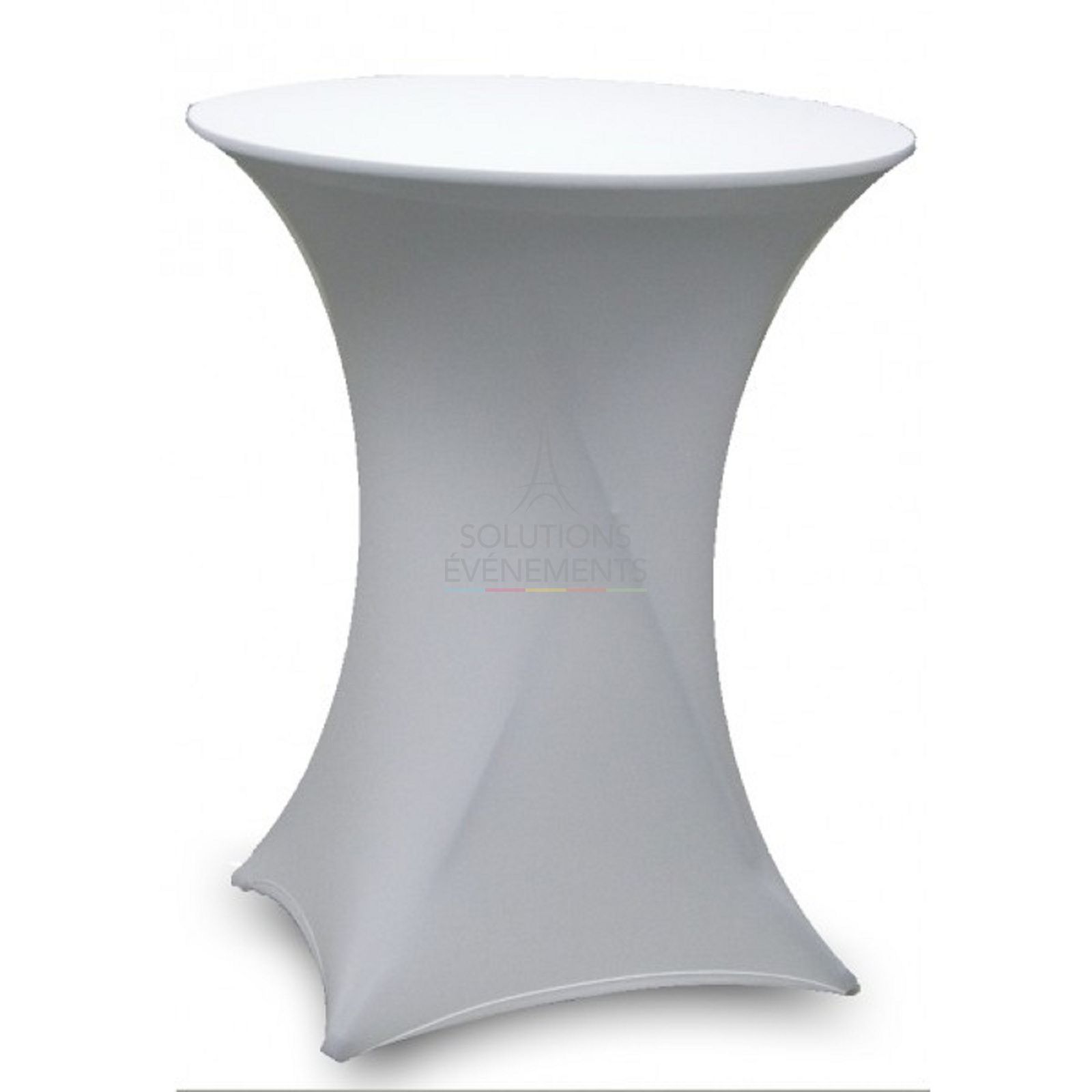 Location table haute mange debout housse blanche