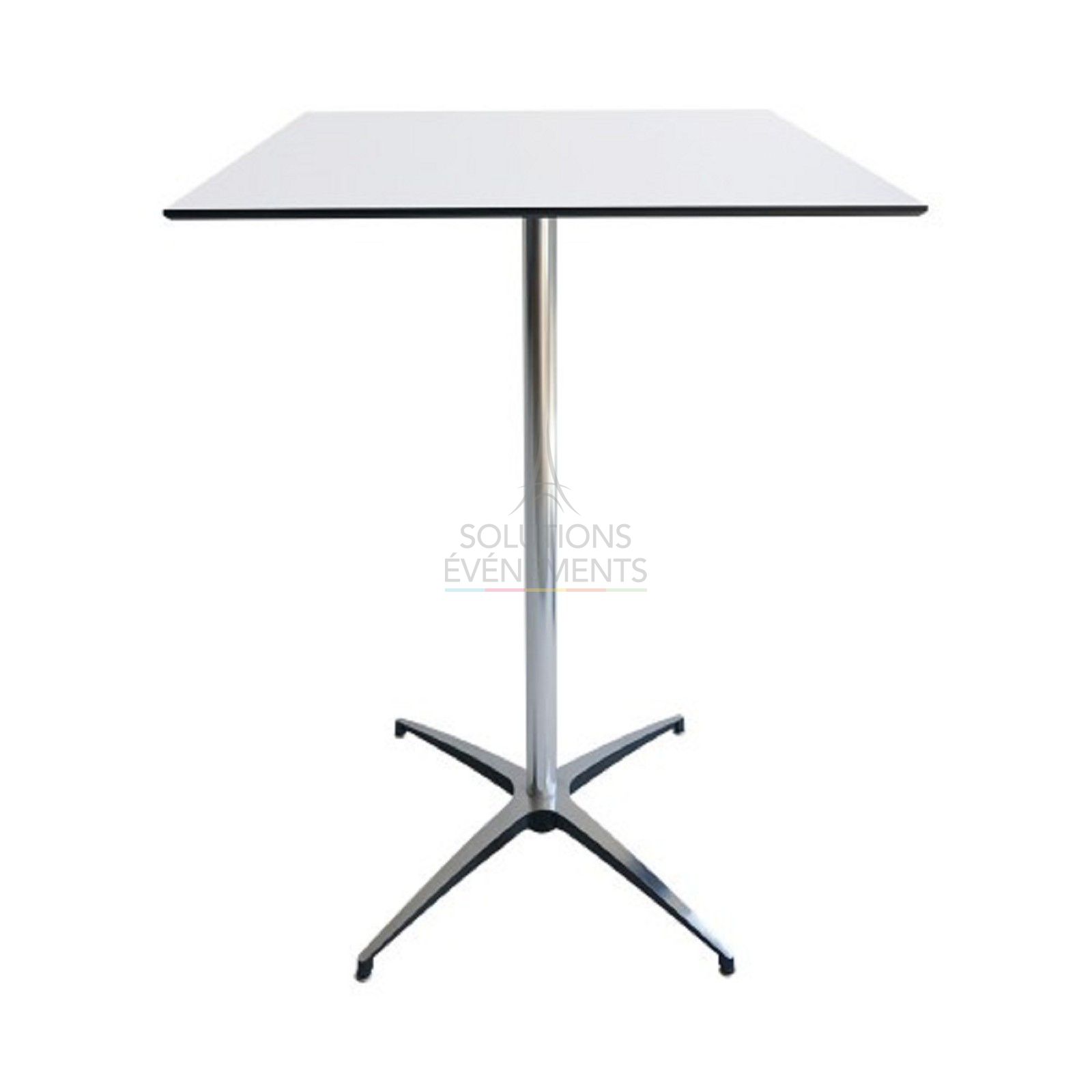 Location de table haute mange debout blanc 80cm en forme carrée