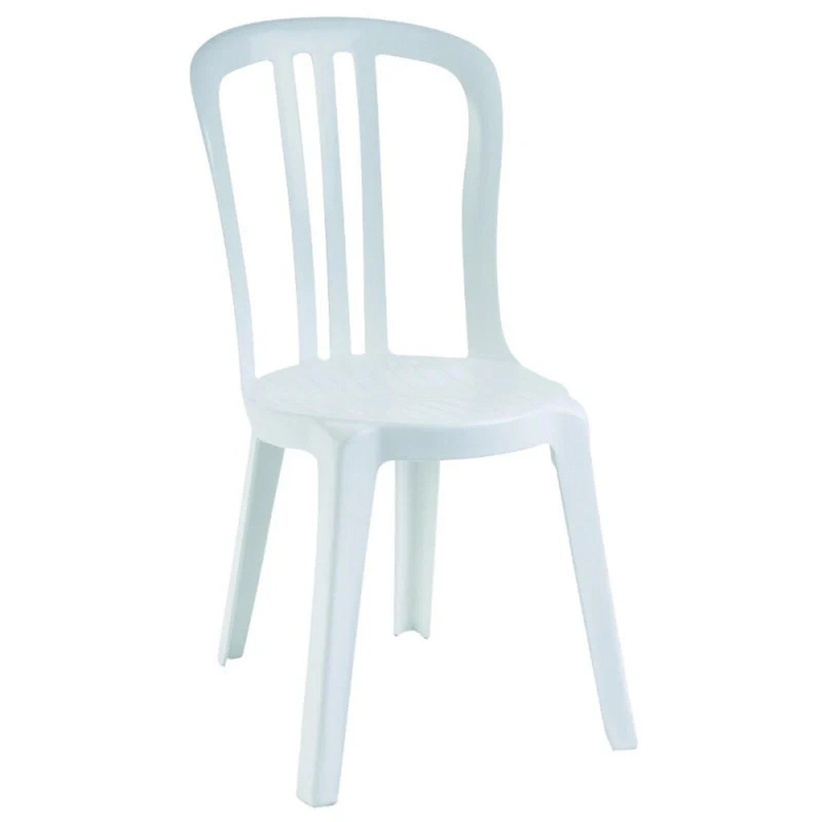 White plastic stackable outdoor chair rental
