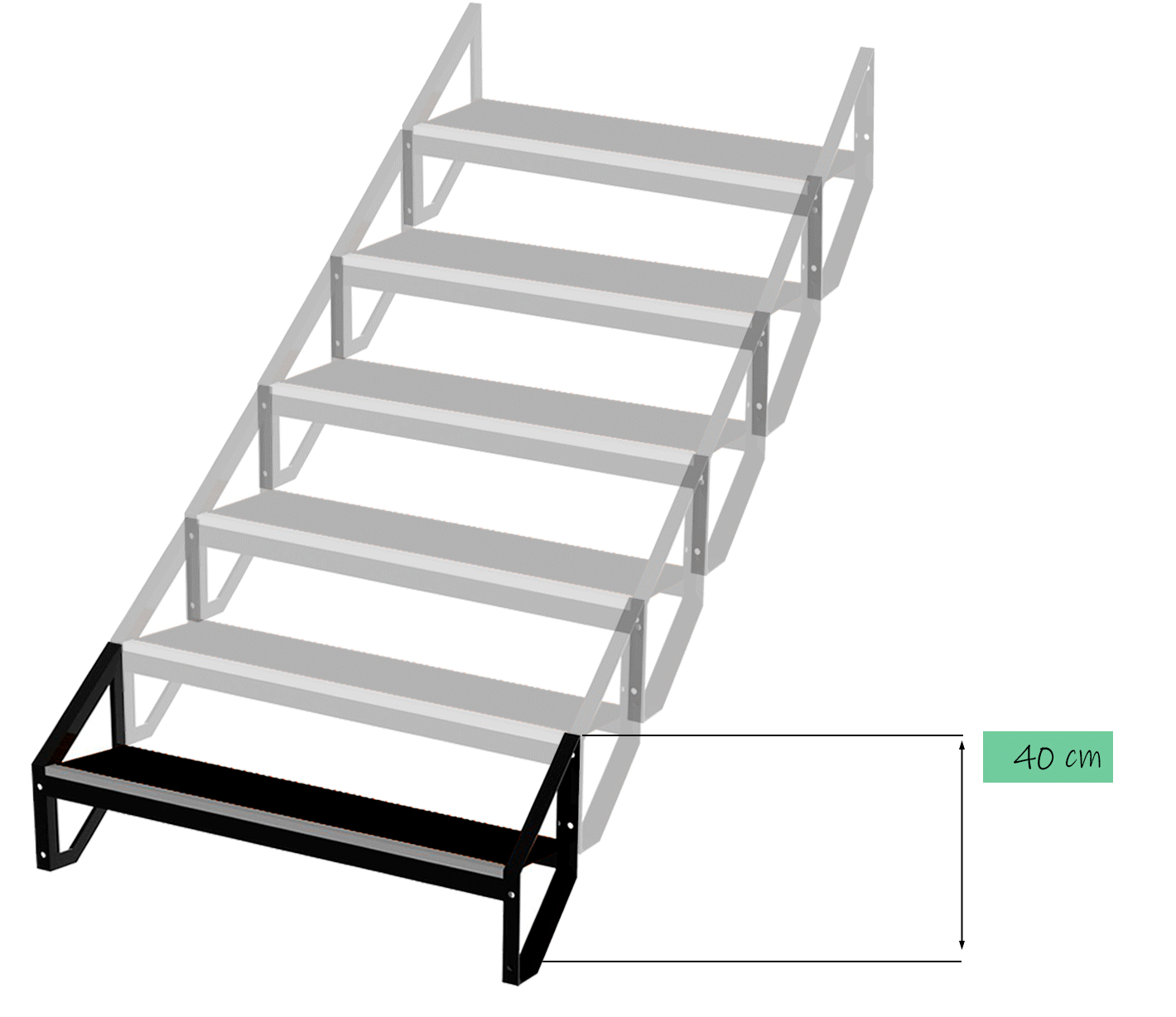 Modular staircase for stage 100cm + ramp - Visual 4