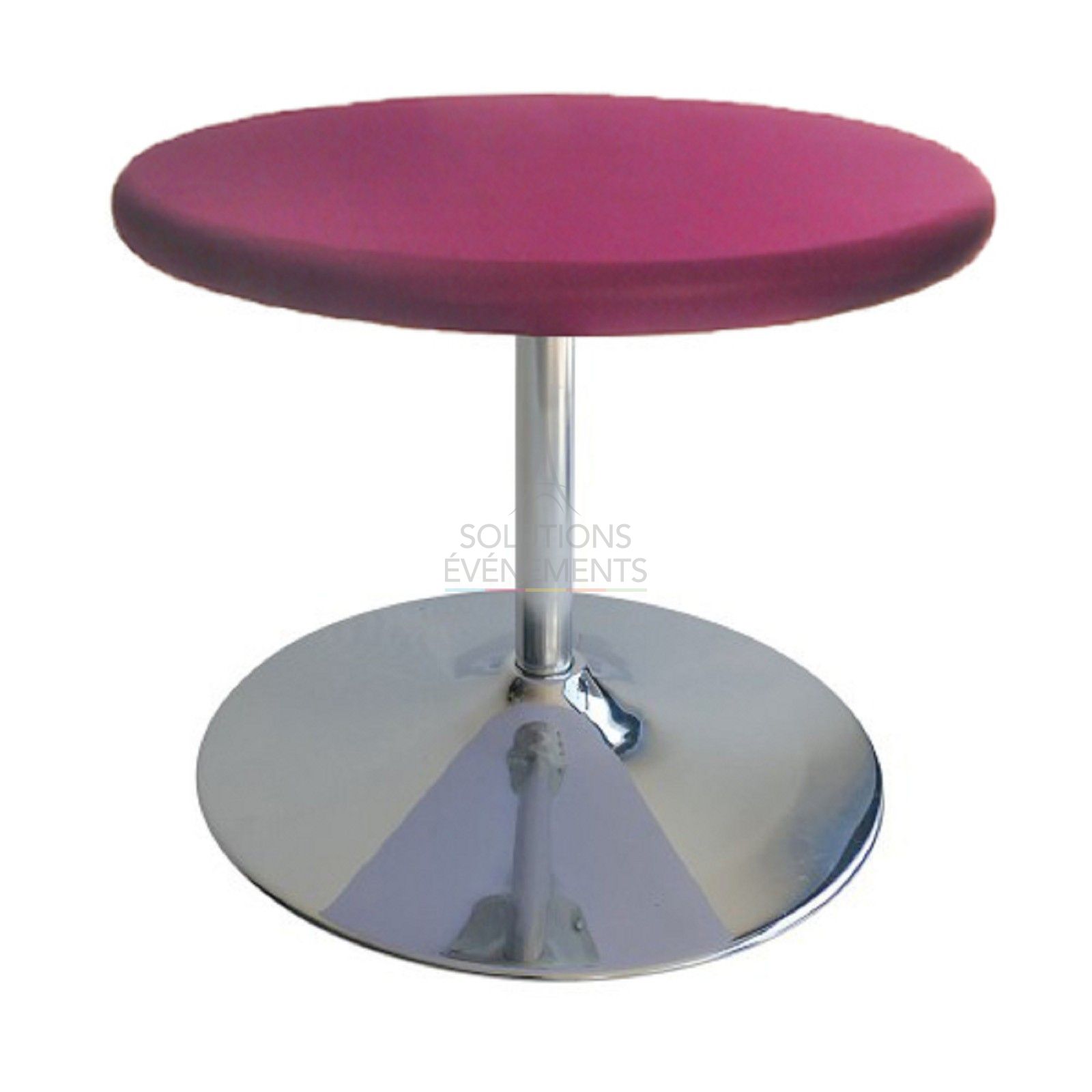 Location de table basse avec housse rose fushia