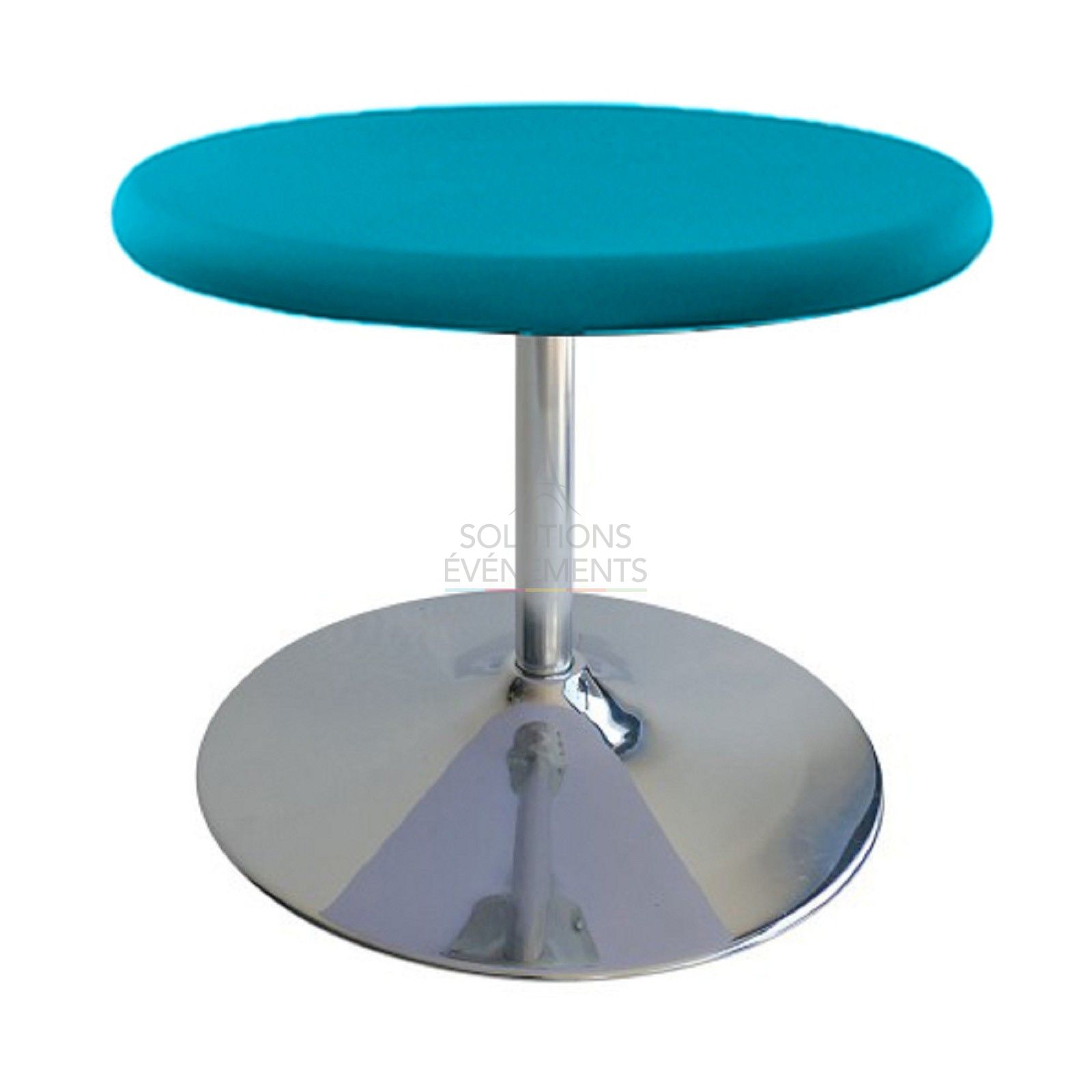 Location de table basse avec housse turquoise