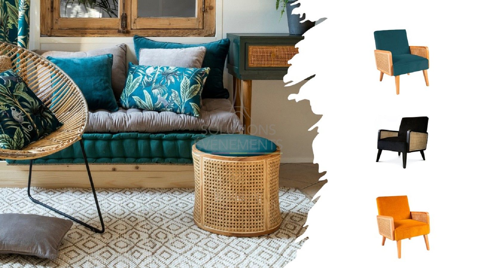 Mustard Cannage Pouf - Visual 3