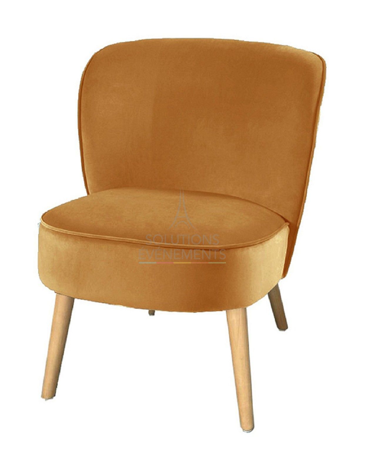 Yellow velvet toad armchair rental