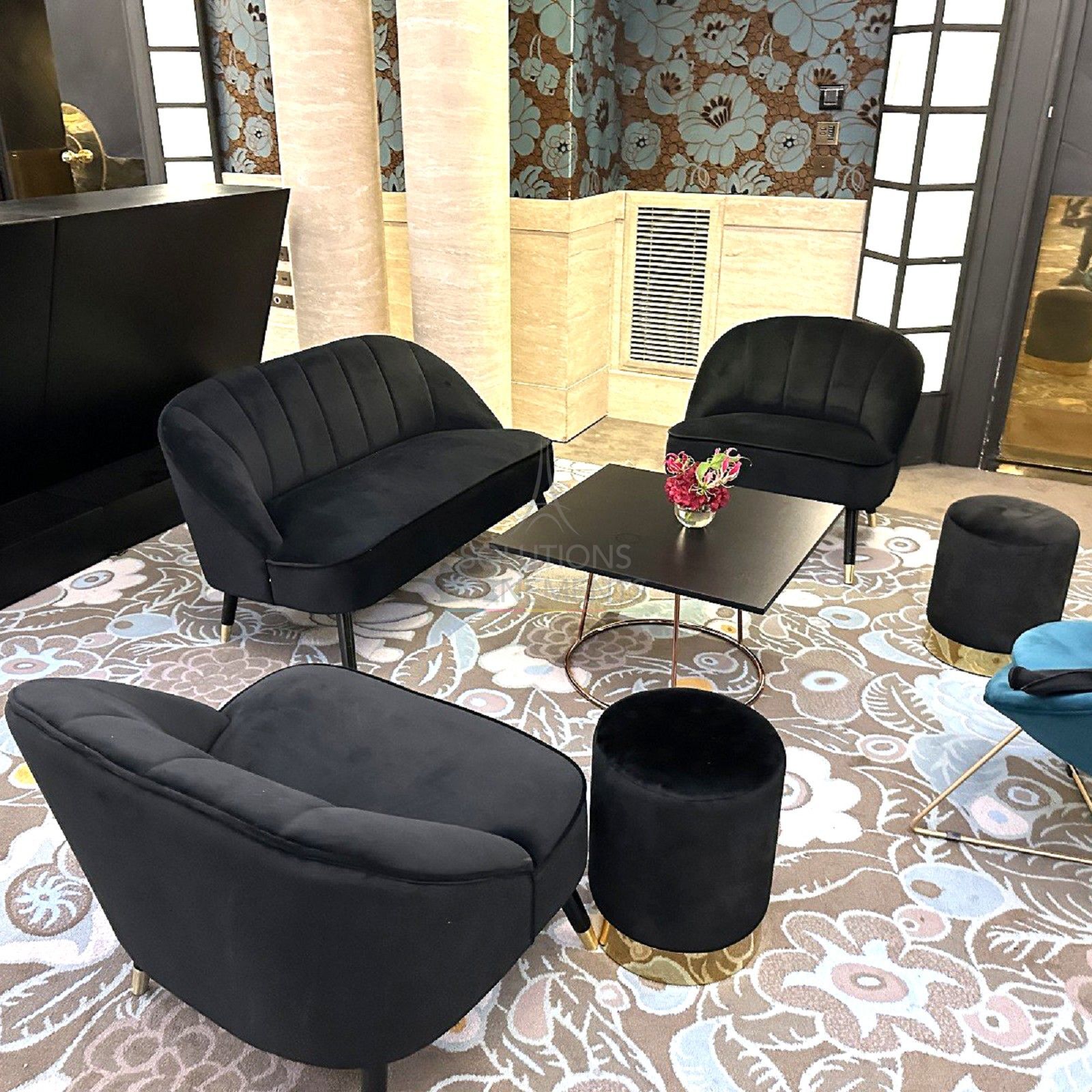 naomi black velvet sofa - visual 6